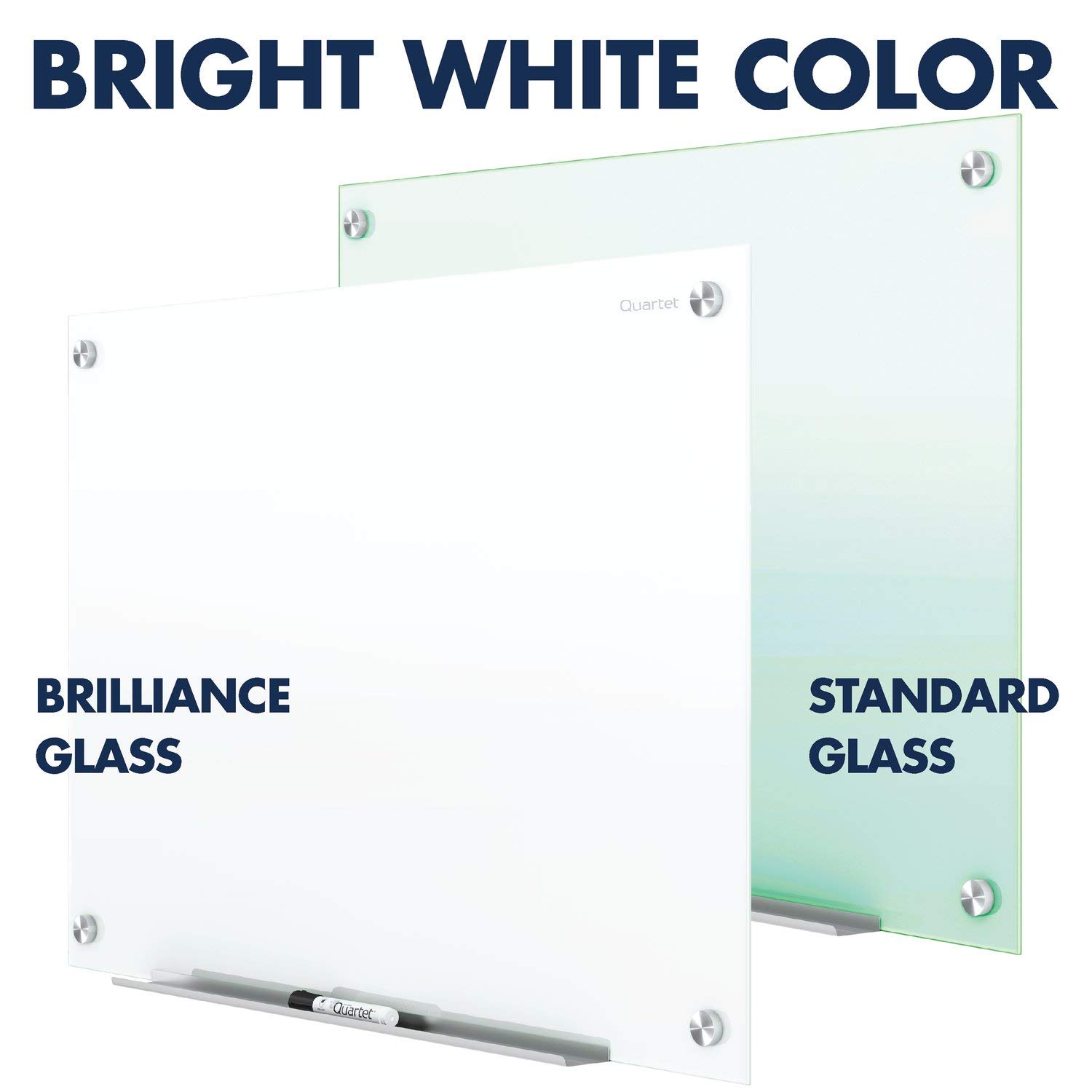 Quartet Magnetic Glass Dry Erase Whiteboard 48x48 Inches - Frameless High Contrast Brilliance White Glass Surface - Perfect for Office Meetings, Classroom Teaching & Home Office Organization (G24848W)