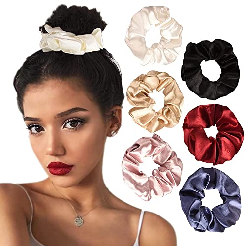 Trendy Club 6 Pack Satin Hair Bands - Soft Elastic No Damage Hair Ties for Women & Teens - Gentle Ponytail Holders for Workouts, Yoga, Sleep & Everyday Use - Perfect for Gym, Office, School & Home Accessories
