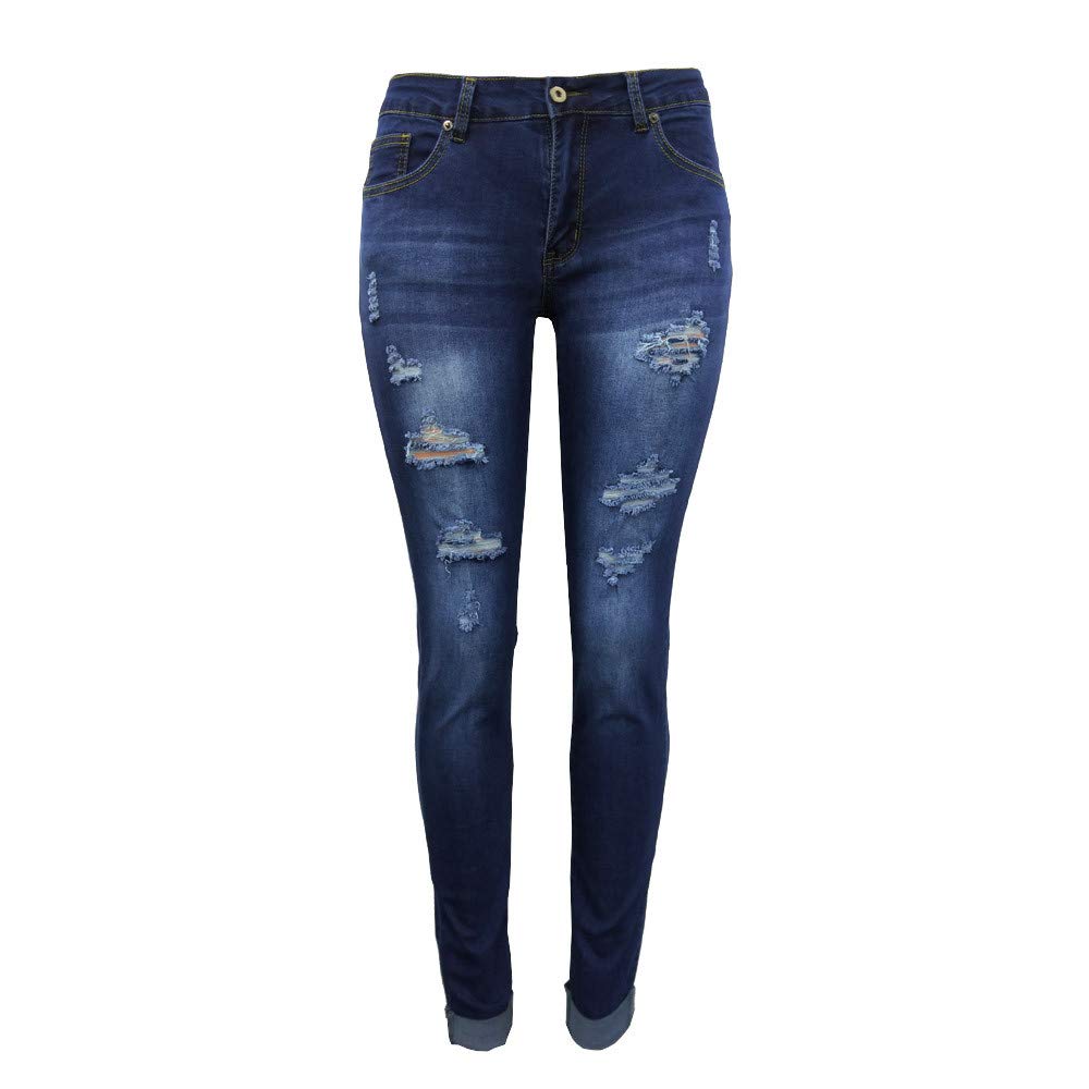 KUIOLYPOER Women's Stretch Skinny Jeans - Mid Rise Ankle-Length Brushed Denim Pants for Casual Wear & Everyday Outfits