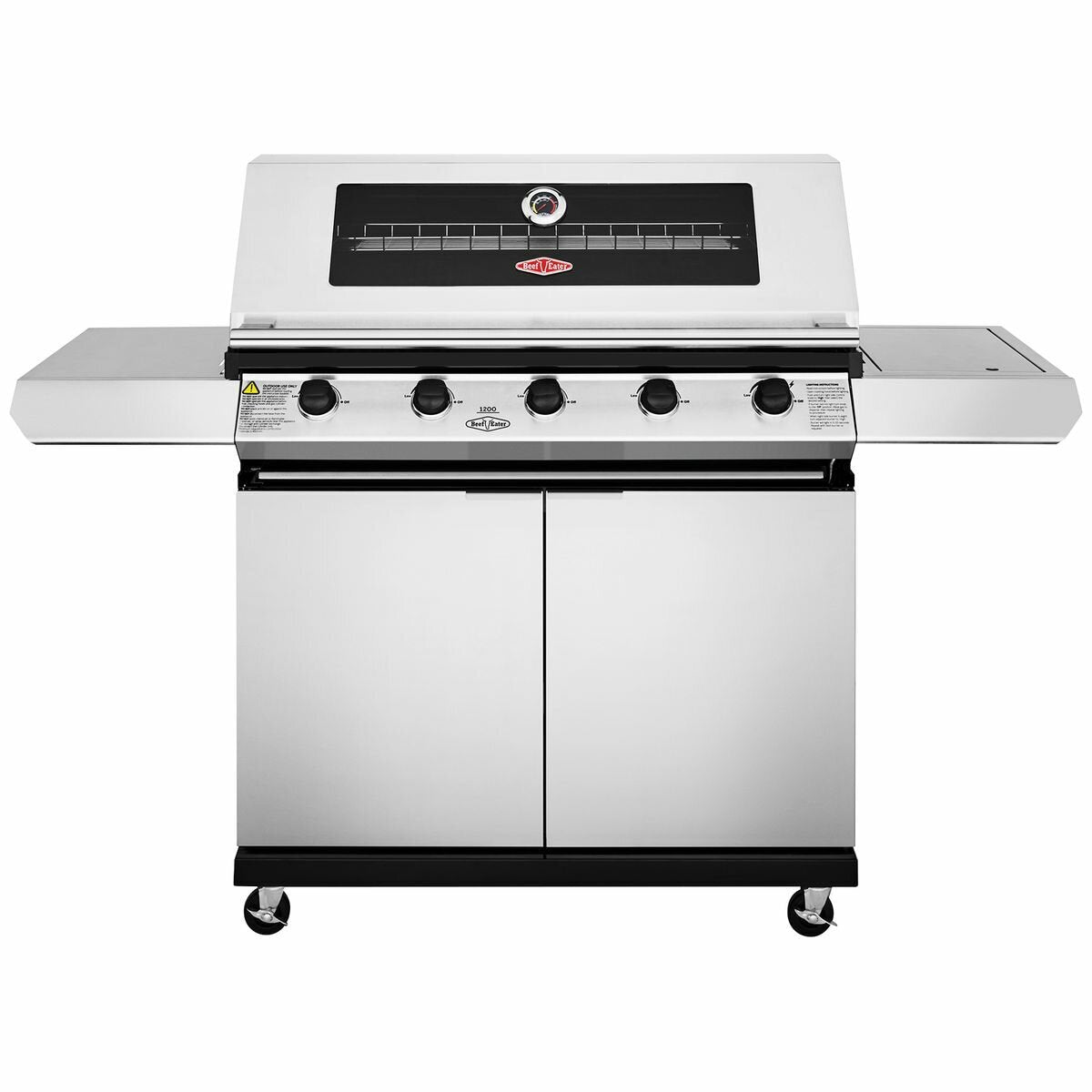 Beefeater 1200 Series 5-Burner LPG Gas Grill with Side Burner & Rolling Cart - BMG1251SB - Perfect for Backyard BBQs, Outdoor Cooking & Family Gatherings