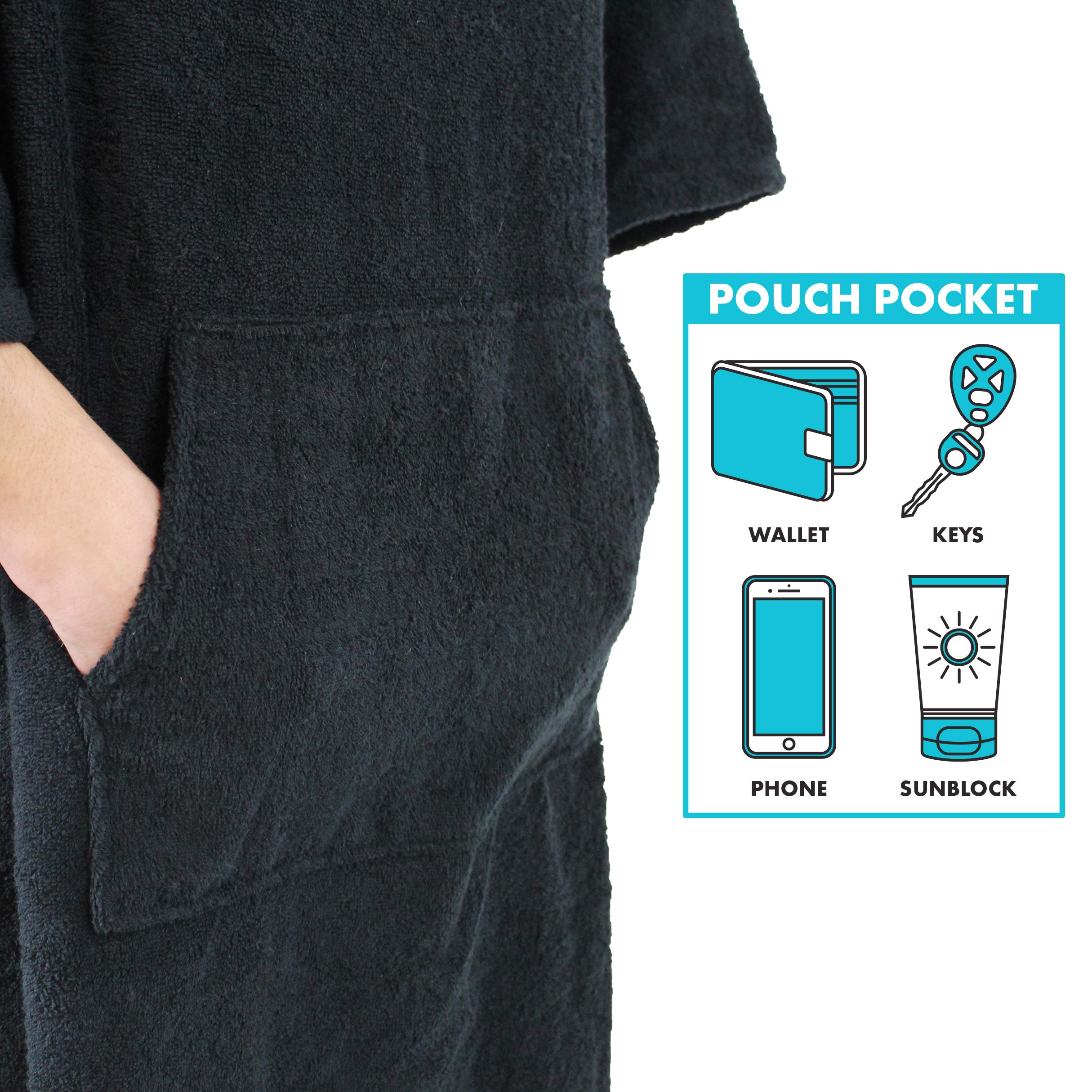 Premium Surf Poncho Changing Robe with Hood - Thick Cotton Wetsuit Changing Towel for Men & Women | Quick-Dry Beach Cover Up, Post-Surf Change Robe, Outdoor Swimming Protection (Black) - Perfect for Surfing, Swimming, Beach Days & Water Sports