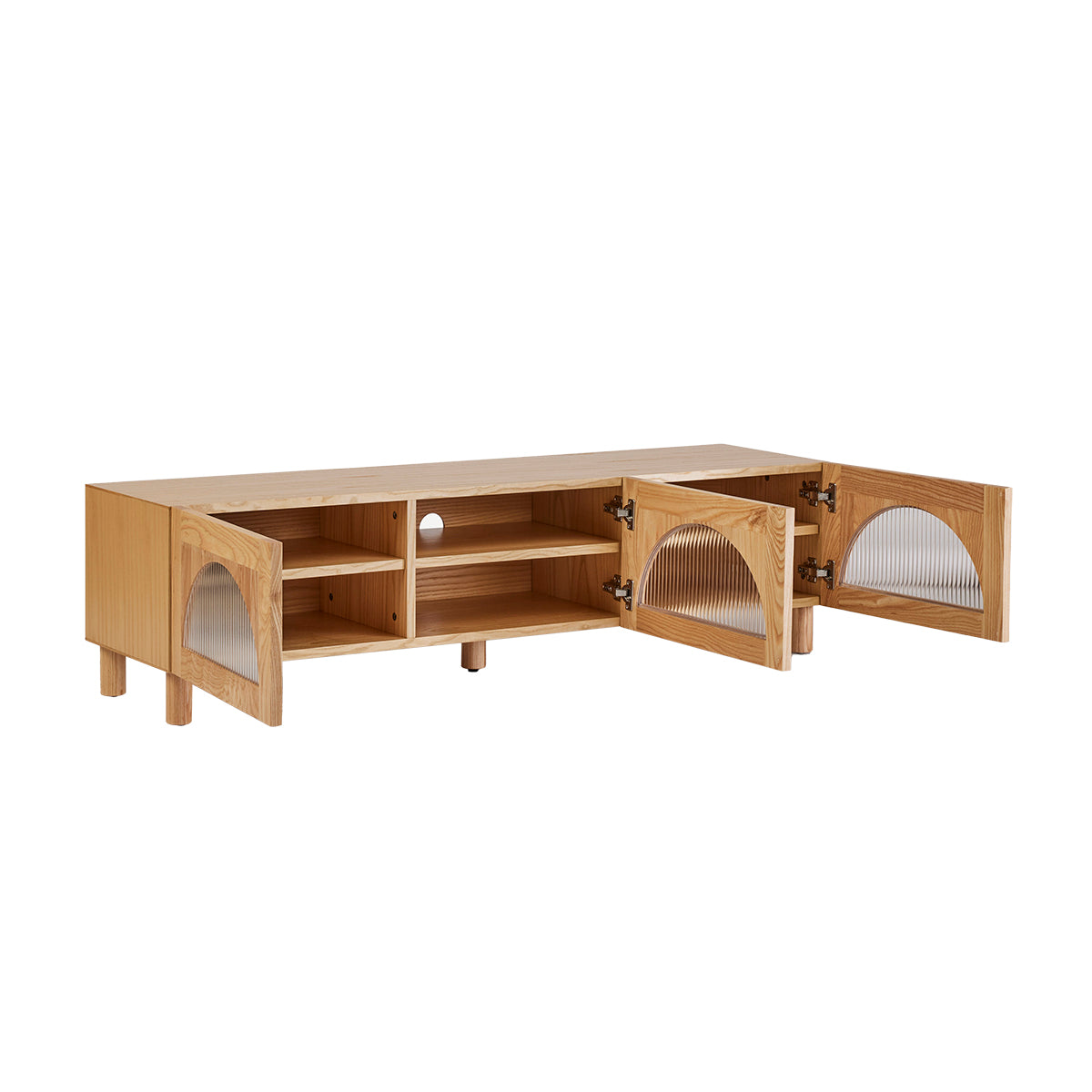 Modern 3-Door TV Stand with Storage - Dawn Mist Entertainment Center for Living Room, Bedroom & Home Theater