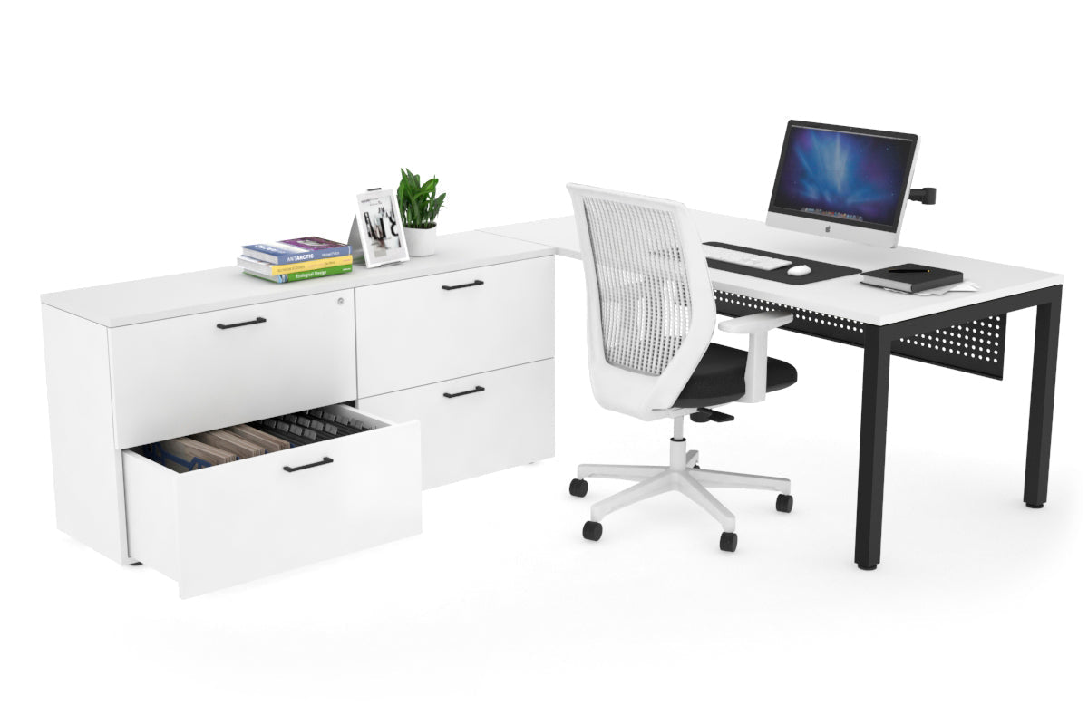 Quadro Square Executive Desk Black Frame [63