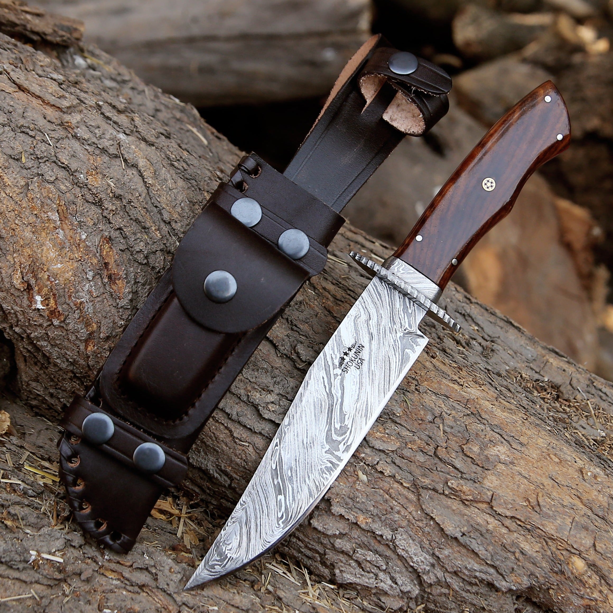 Premium Excelsior Hunting Knife with Exotic Rosewood Handle - Durable Outdoor Survival Tool for Camping, Hunting, and Bushcraft Adventures