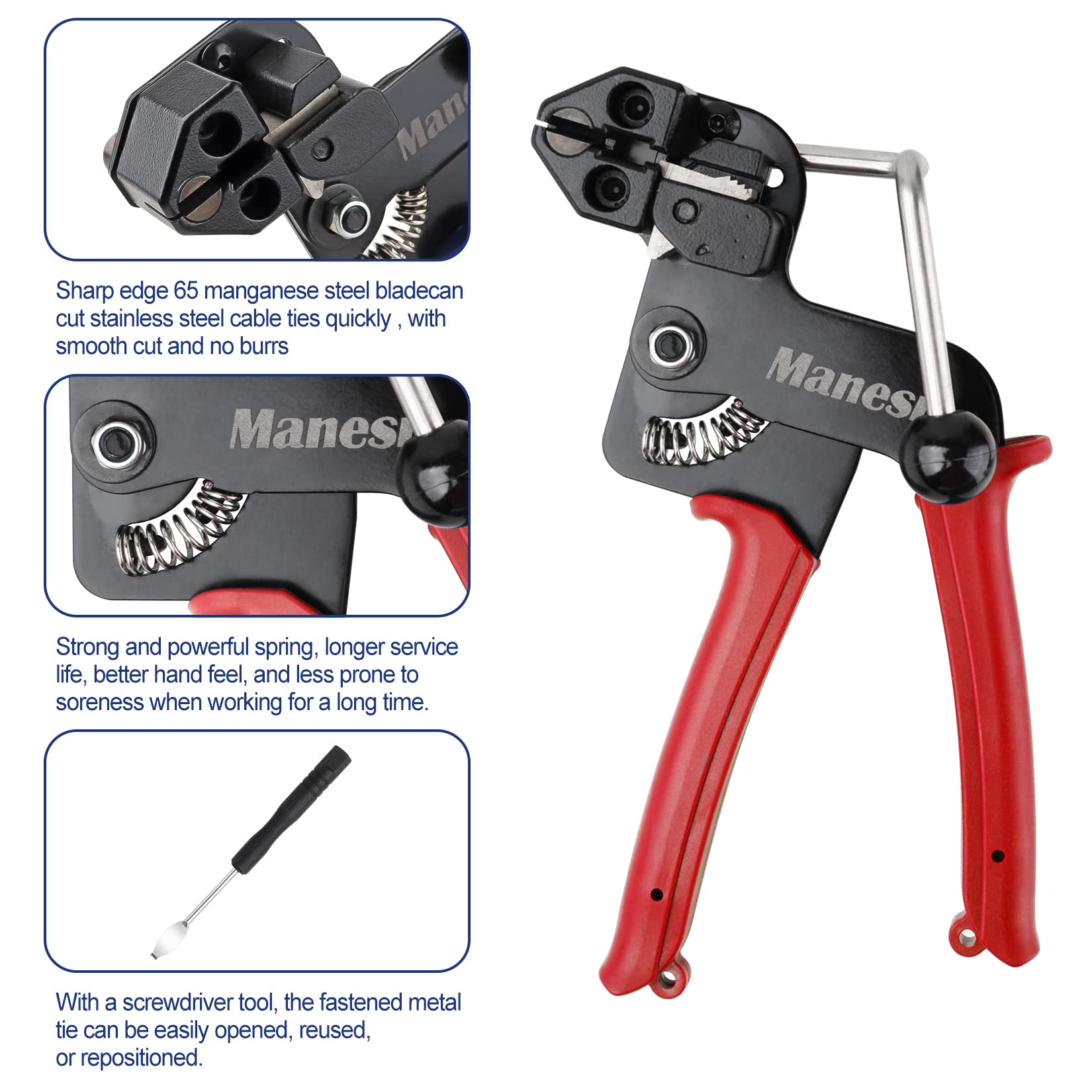 Stainless Steel Zip Tie Cutter Tool - Heavy Duty Metal Zip Ties Cutter for Self-Locking Stainless Steel Tie Wraps with Free Release Tool | Perfect for Electrical Wiring, HVAC, Automotive & Industrial Applications