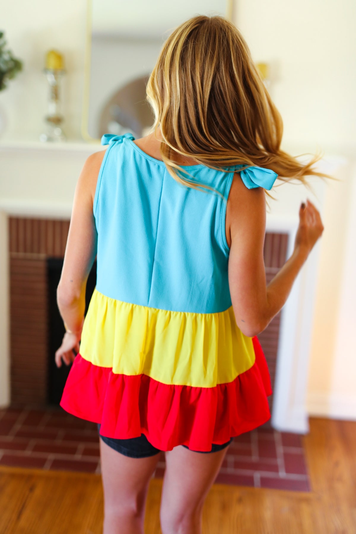 Elegant Multicolor Tiered Shoulder Tie Bow Crepe Blouse for Women | Casual & Party Wear | Perfect for Dates, Office & Special Occasions