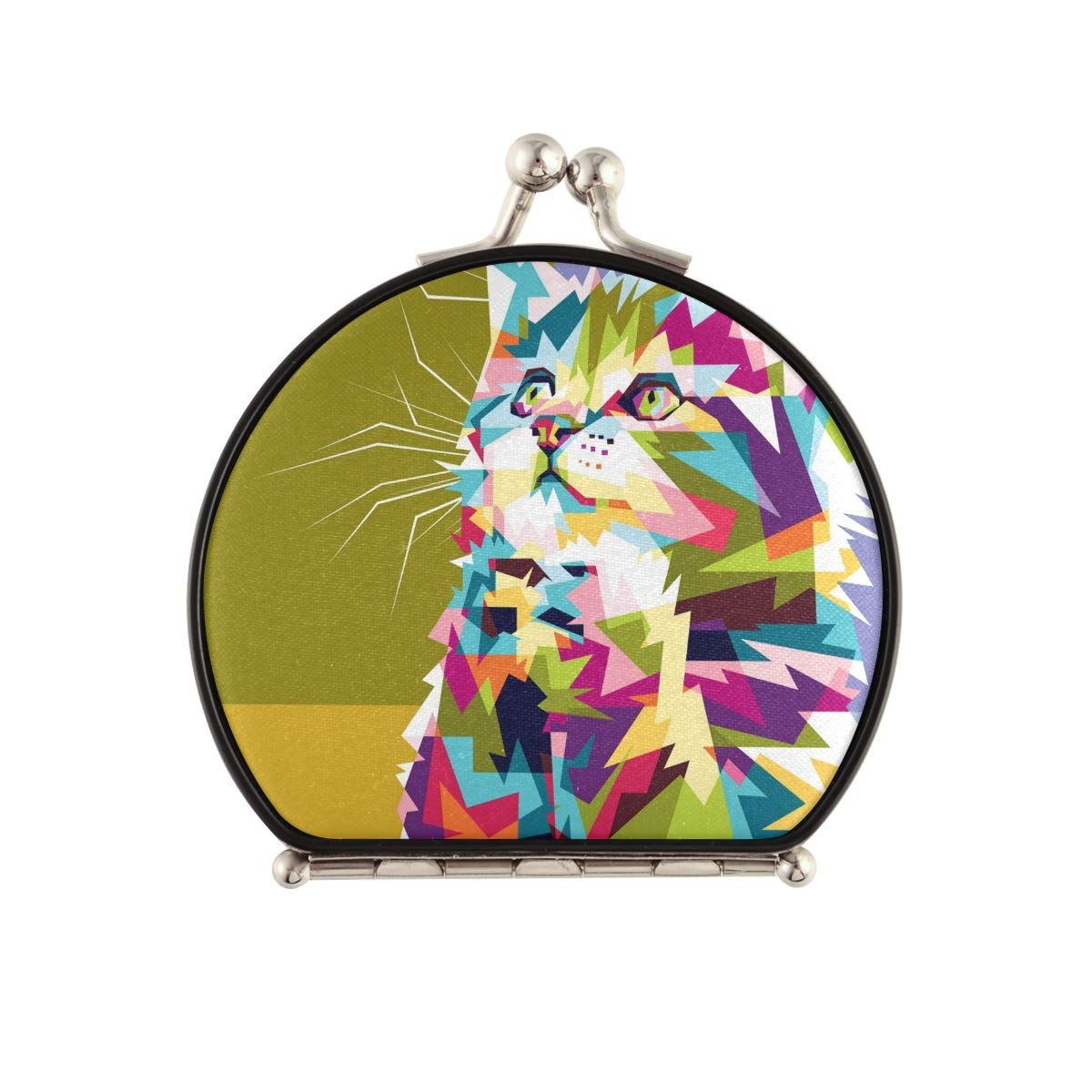DOMIKING Portable Travel Makeup Mirror - Double Sided 2X & 1X Magnification Compact Mirror with Cute Cat Design for Women | Perfect for Purse, Travel, Home & Office Use