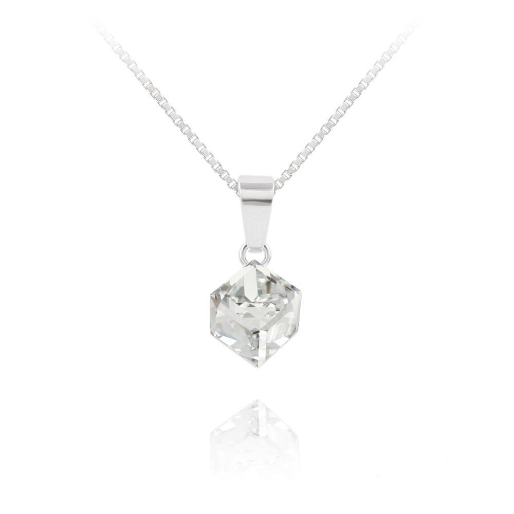 Elegant Crystal White Cube Necklace for Women - Minimalist Geometric Pendant Jewelry - Perfect for Everyday Wear, Parties & Gifts