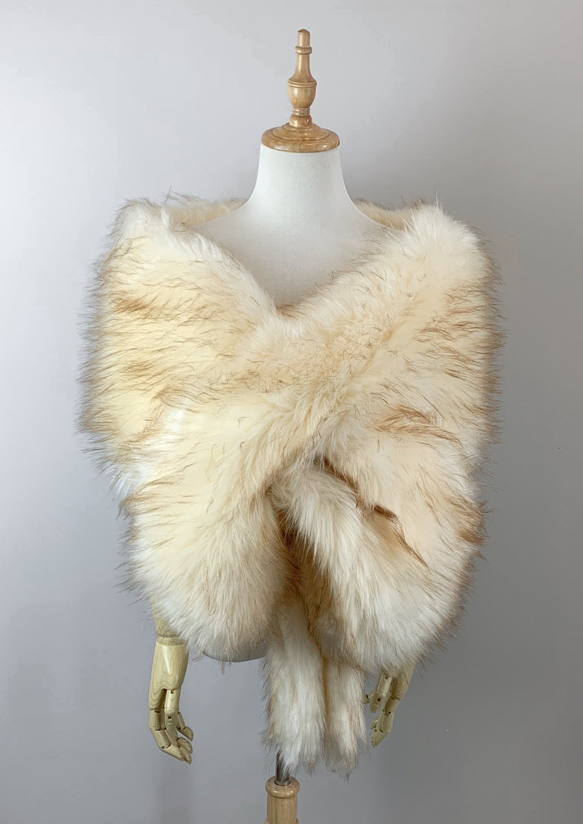 Luxury Champagne Fur Shawl Wrap - Elegant Lilian Cha02 Design for Women | Perfect for Weddings, Parties & Evening Events