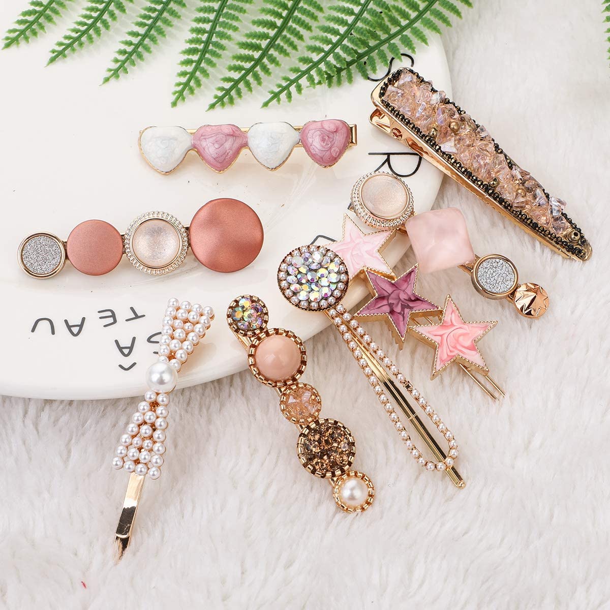 HAPPYMATES 8 PCS Pearl Hair Clips - Acrylic Hair Barrettes for Women & Girls - Elegant Hair Accessories for Parties, Weddings & Birthday Gifts - Perfect for Everyday Wear and Special Occasions