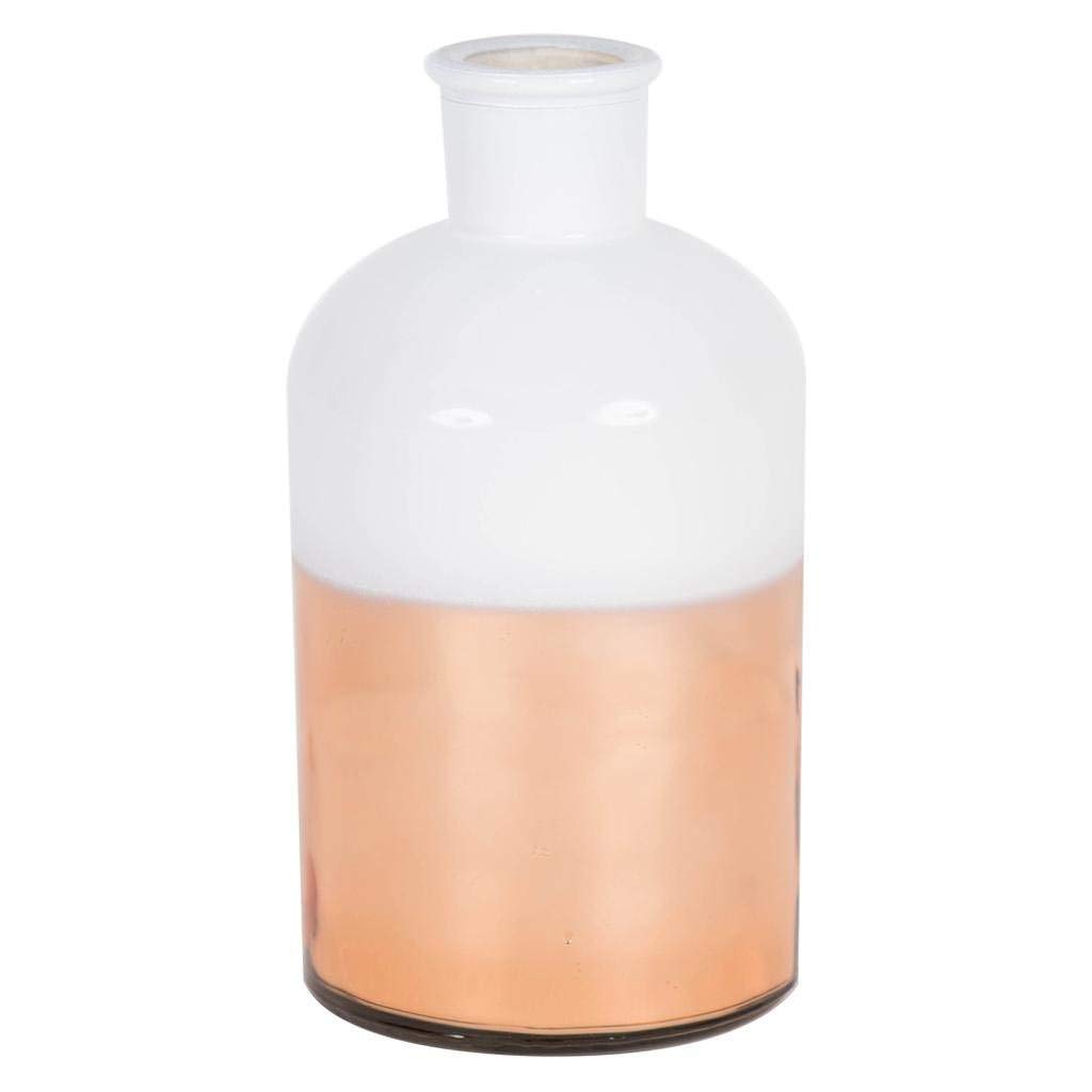 Vickerman 8-Inch Glass Container with Rose Gold Accents - Elegant White Decorative Jar for Home Decor, Wedding Centerpieces, and Party Favors