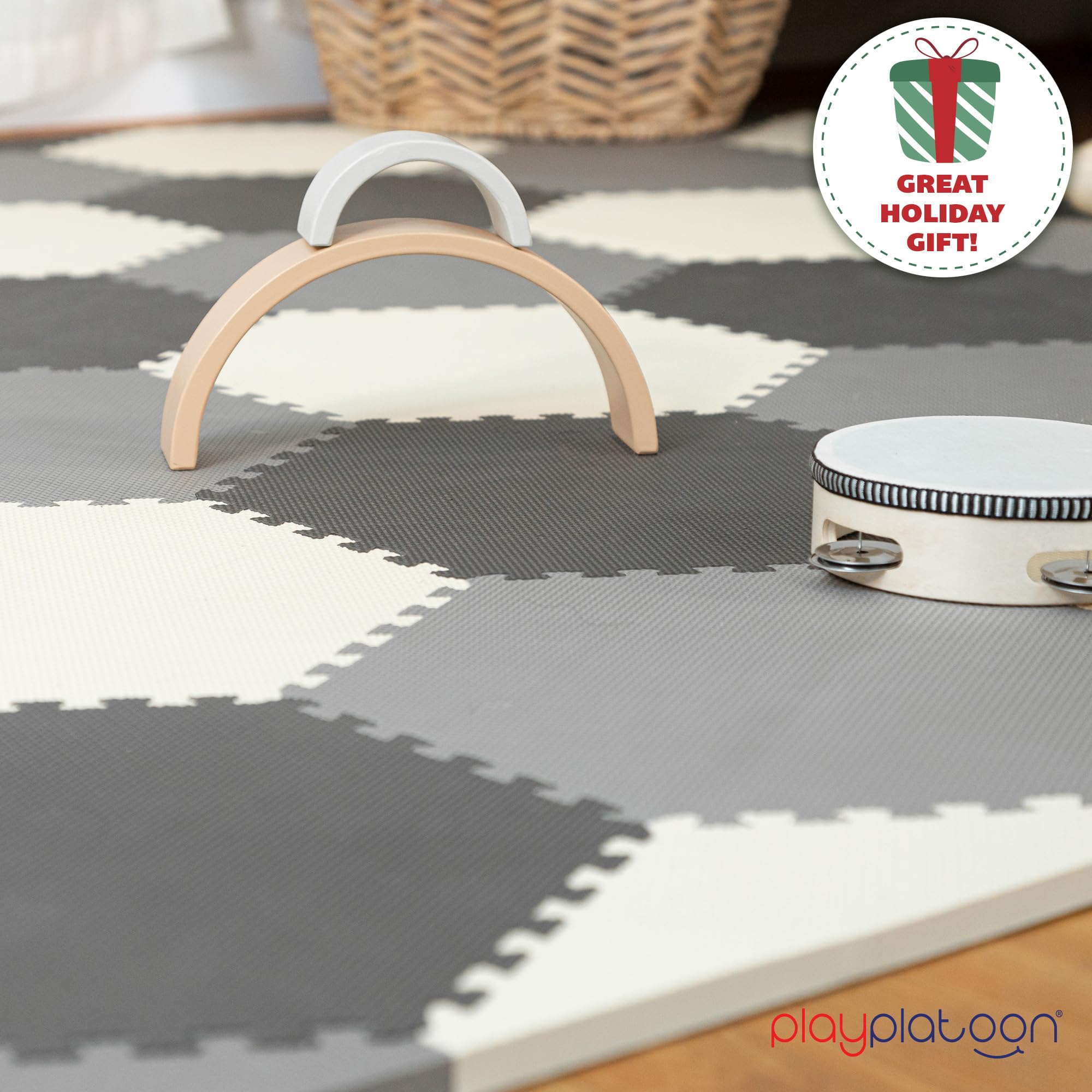 Non-Toxic Foam Puzzle Floor Mat - Extra Thick Hexagon Tiles for Toddlers, Kids & Adults - 36 Interlocking Tiles (12