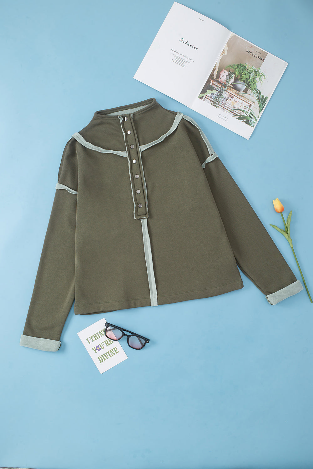 Comfy Half Snap Long Sleeve Sweatshirt for Women & Men - Soft Fleece Pullover with Button Detail - Perfect for Casual Wear, Loungewear & Outdoor Activities
