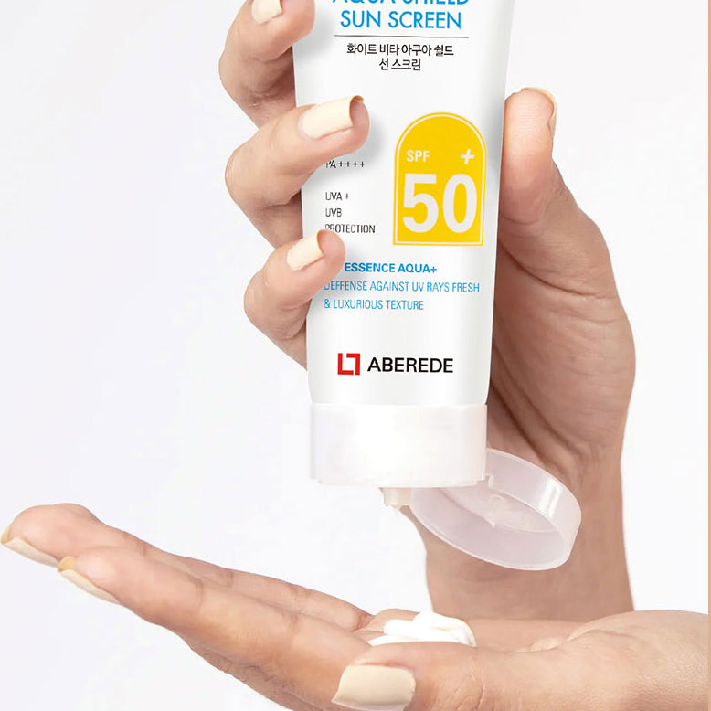 ABEREDE White Vita Aqua Shield Sunscreen SPF50+ PA+++ 50ml - Broad Spectrum UVA/UVB Protection, Water-Resistant, Lightweight Facial Sunscreen for Daily Use - Perfect for Beach, Outdoor Activities & Everyday Skincare