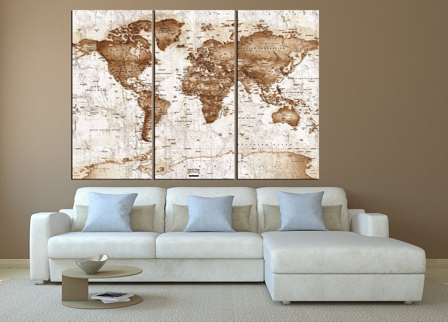 World Map Wall Art Print - Large Canvas Wall Decor for Living Room, Office & Bedroom - Extra Large Modern Home Decor - Perfect for Travel Lovers & Interior Design
