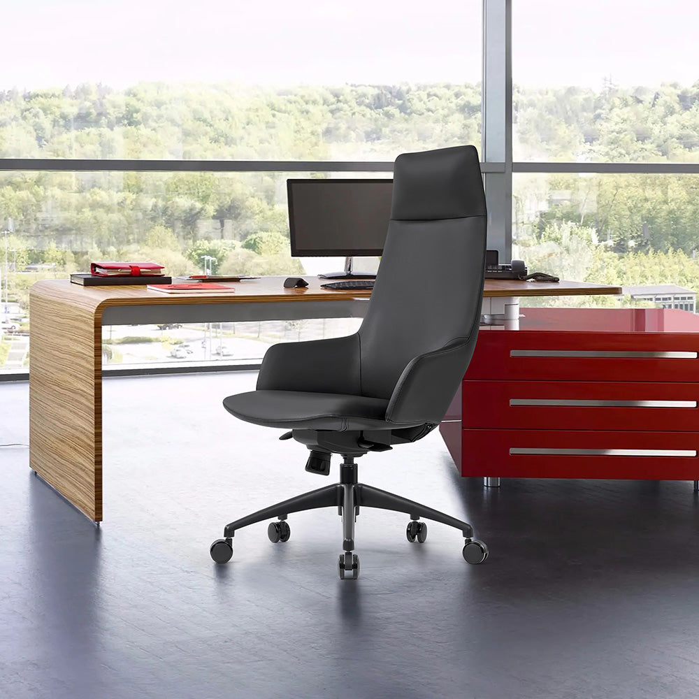 CRUZ Ergonomic High Back Office Chair - Black - Adjustable Lumbar Support for Comfort & Posture - Perfect for Home Office & Workspaces