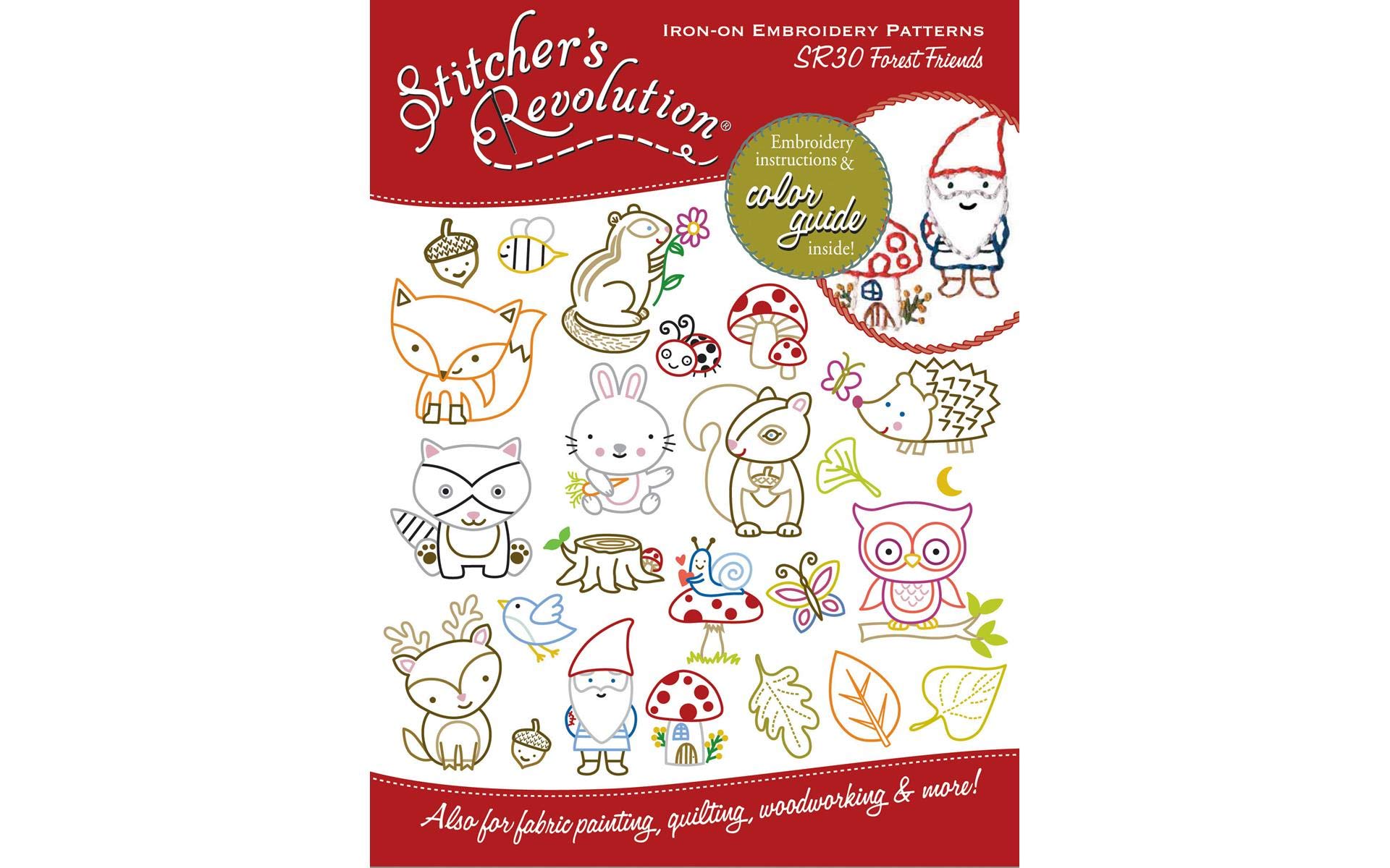 Stitcher's Revolution Iron On Transfer - Forest Friends Design for DIY Embroidery & Fabric Crafts | Perfect for T-Shirts, Tote Bags & Home Decor Projects