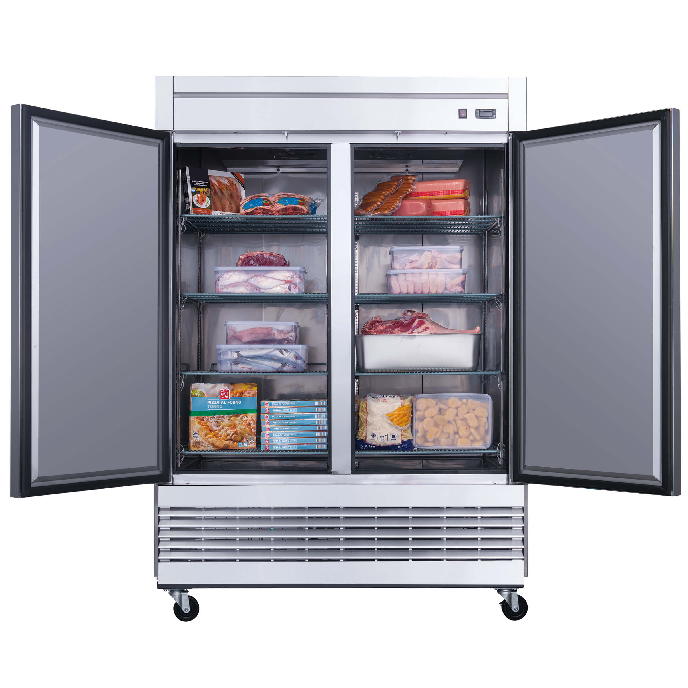Dukers D55F 2-Door Commercial Freezer - Energy Efficient Upright Deep Freezer for Restaurants, Grocery Stores & Home Use
