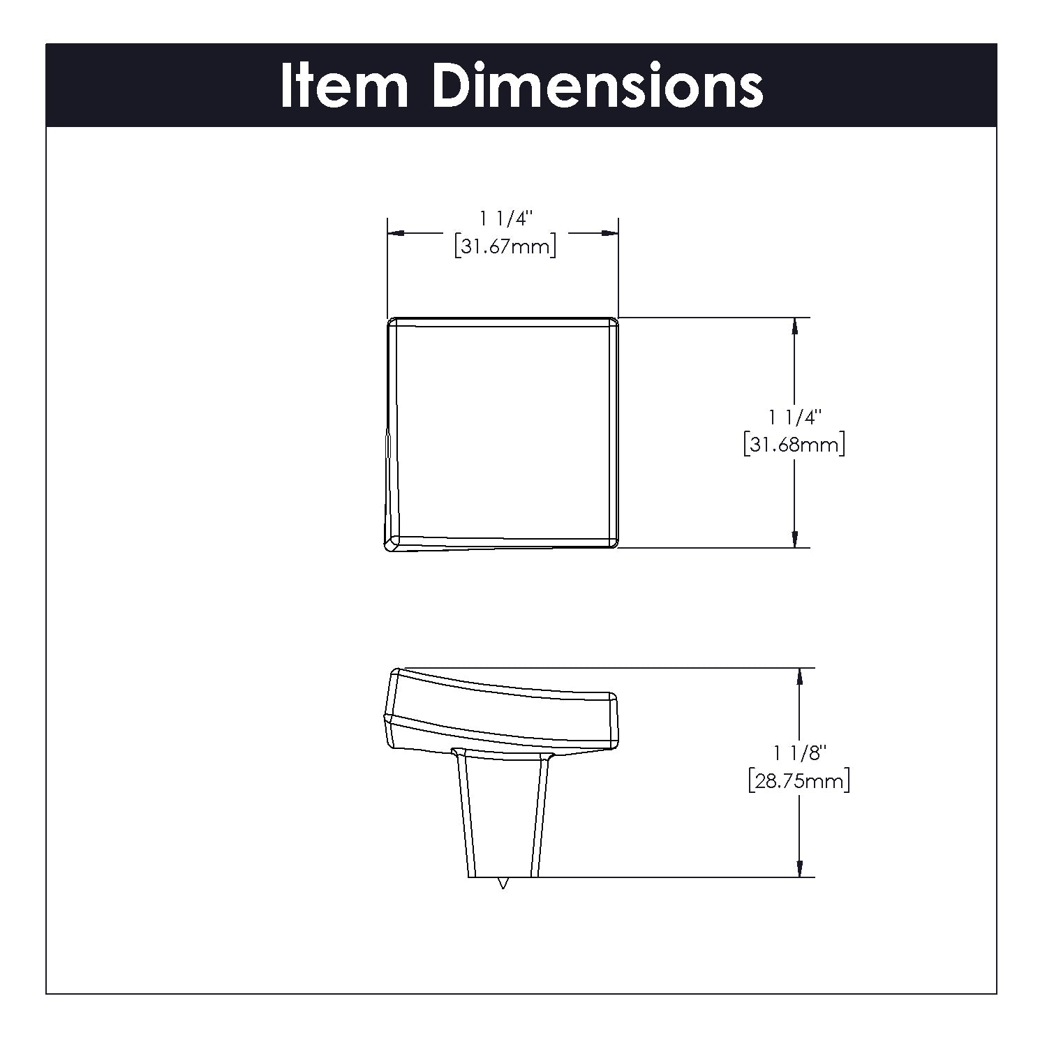 1-1/4 Inch Square Flex Knob - Satin Nickel Finish Cabinet Hardware for Drawers, Cabinets & Furniture - Easy Grip & Durable Design