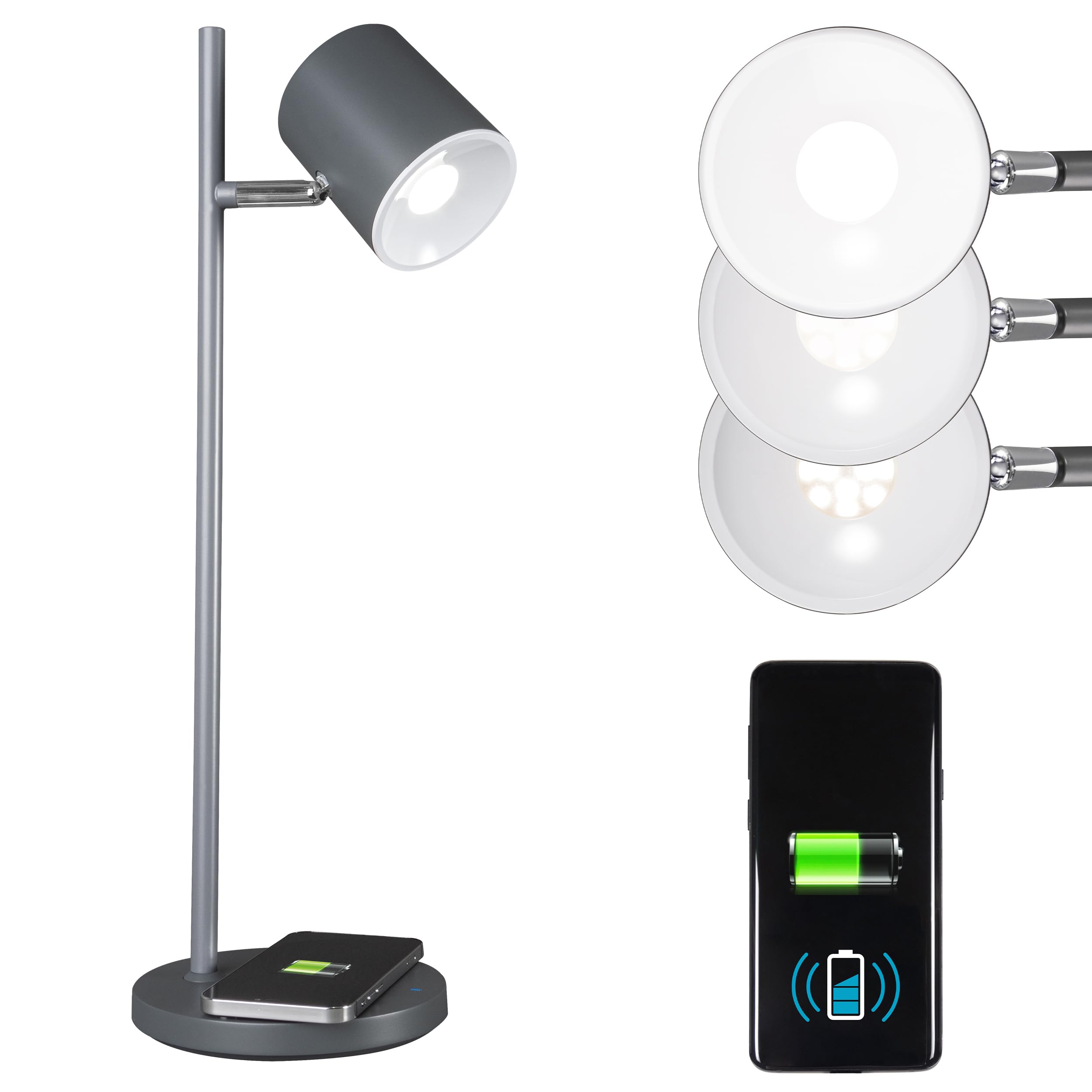 OttLite Good Housekeeping Modern LED Desk Lamp with Wireless Charger - Adjustable Dimmable Reading Light for Home Office, Study & Bedroom - Reduces Eyestrain, Perfect as Book Light & Workspace Lighting