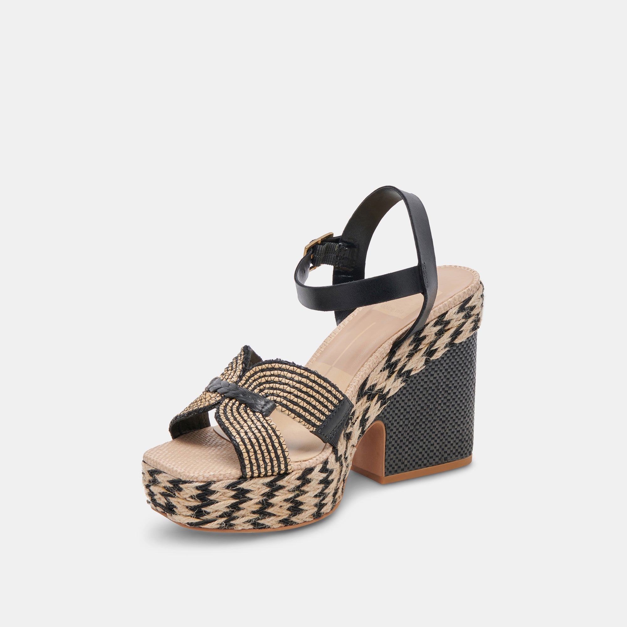 CALE Women's Black Natural Raffia High Heels - Comfortable Summer Sandals for Weddings, Parties & Beach Vacations