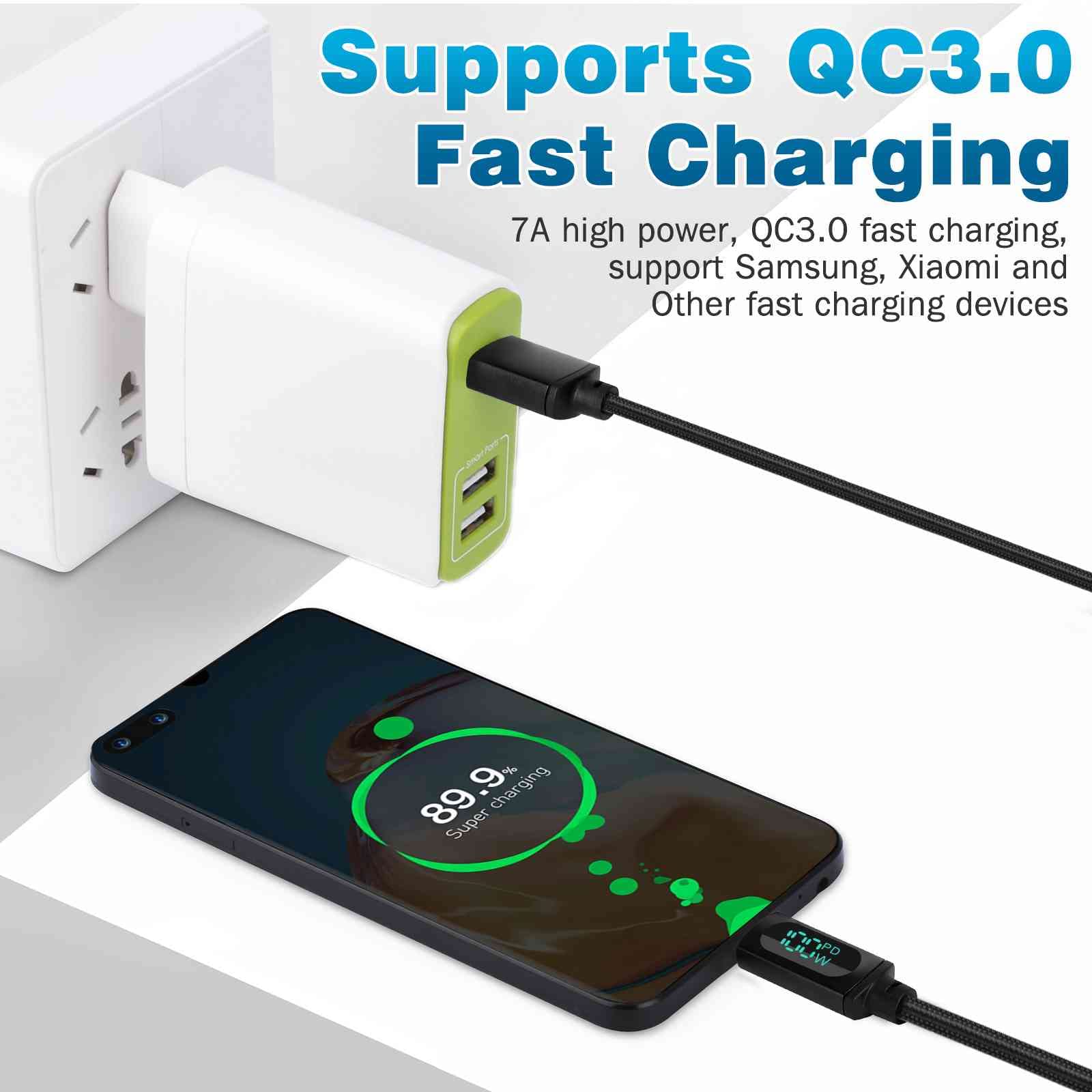 100W Fast Charging USB C to USB C Cable 3.3ft 7A - PD Compatible for MacBook Pro 2020, Samsung Galaxy S23/S24, Pixel 7/8, Nintendo Switch | Durable Type C Charger for Travel, Office & Home Use