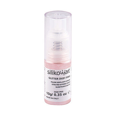SILIKOMART Edible Pink Glitter Dust Spray - 10g Luster Dust for Cake Decorating, Cupcakes, Cookies & Desserts | Food Safe Sparkle Powder for Baking & Party Treats