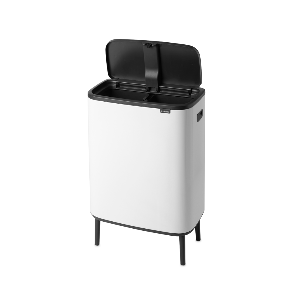 BO TOUCH BIN HI 60L 2 X 30L White Stackable Trash Cans for Kitchen, Bathroom & Office Waste Management