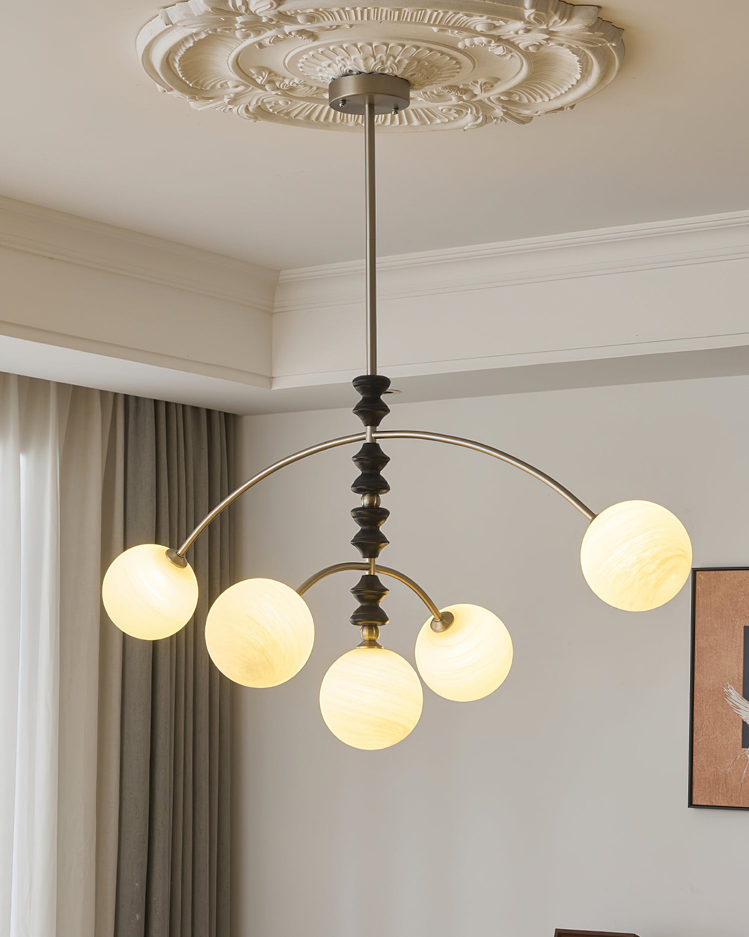 Valentina Arc Chandelier - Modern Crystal Ceiling Light Fixture for Dining Room, Living Room & Bedroom | Elegant Home Lighting Decor