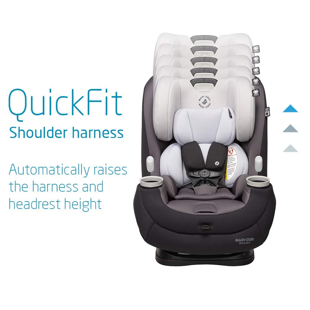Maxi-Cosi Pria All-in-One Convertible Car Seat - Rear Facing (4-40 lbs) & Forward Facing (up to 100 lbs) with Booster Mode | Safe Infant & Toddler Car Seat | Blackened Pearl | Perfect for Family Travel & Daily Commute