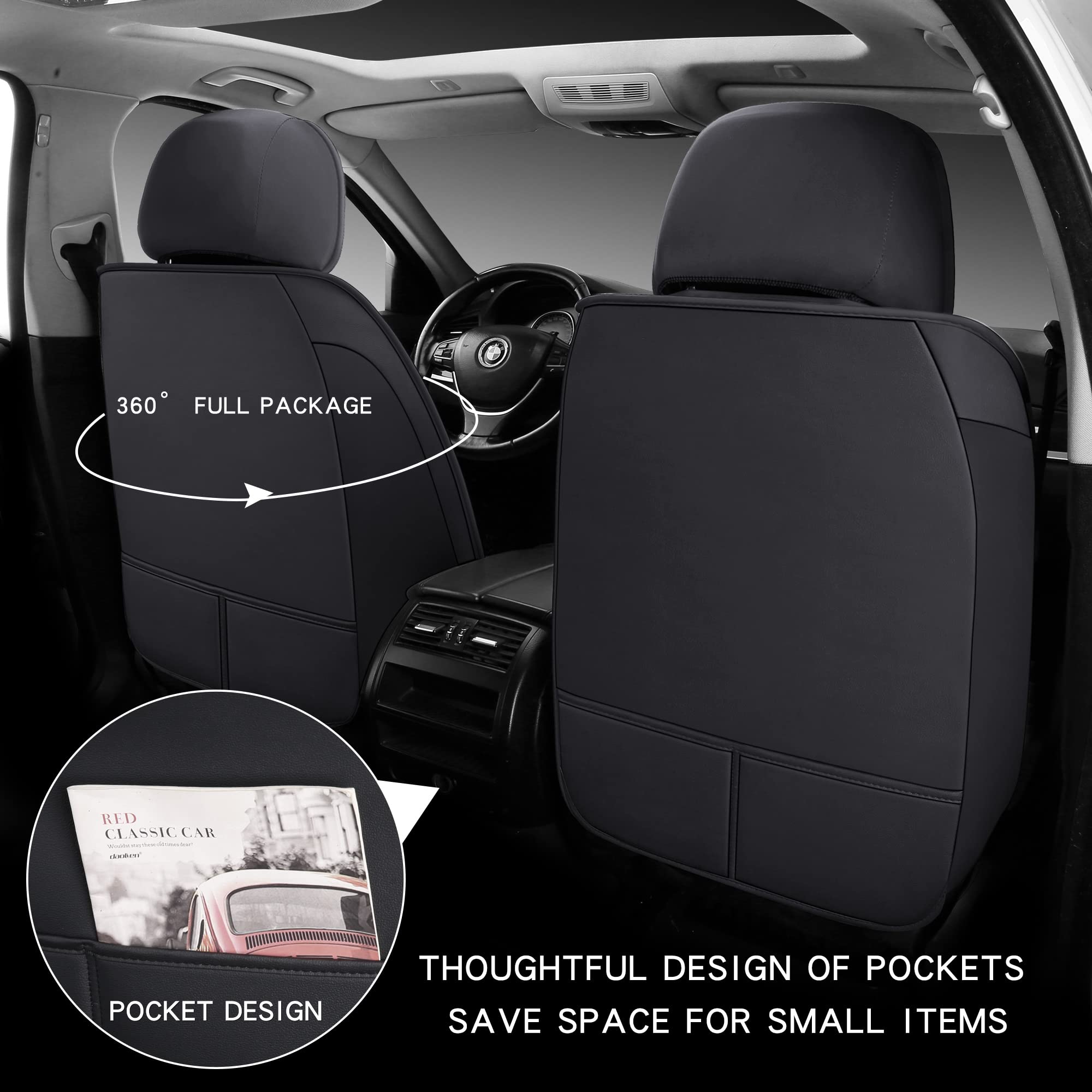 Premium Universal Leather Car Seat Covers Full Set - Non-Slip Waterproof Auto Seat Protectors for Cars, SUVs & Trucks (Black & Red) | Perfect for Daily Commutes, Road Trips & Pet Protection
