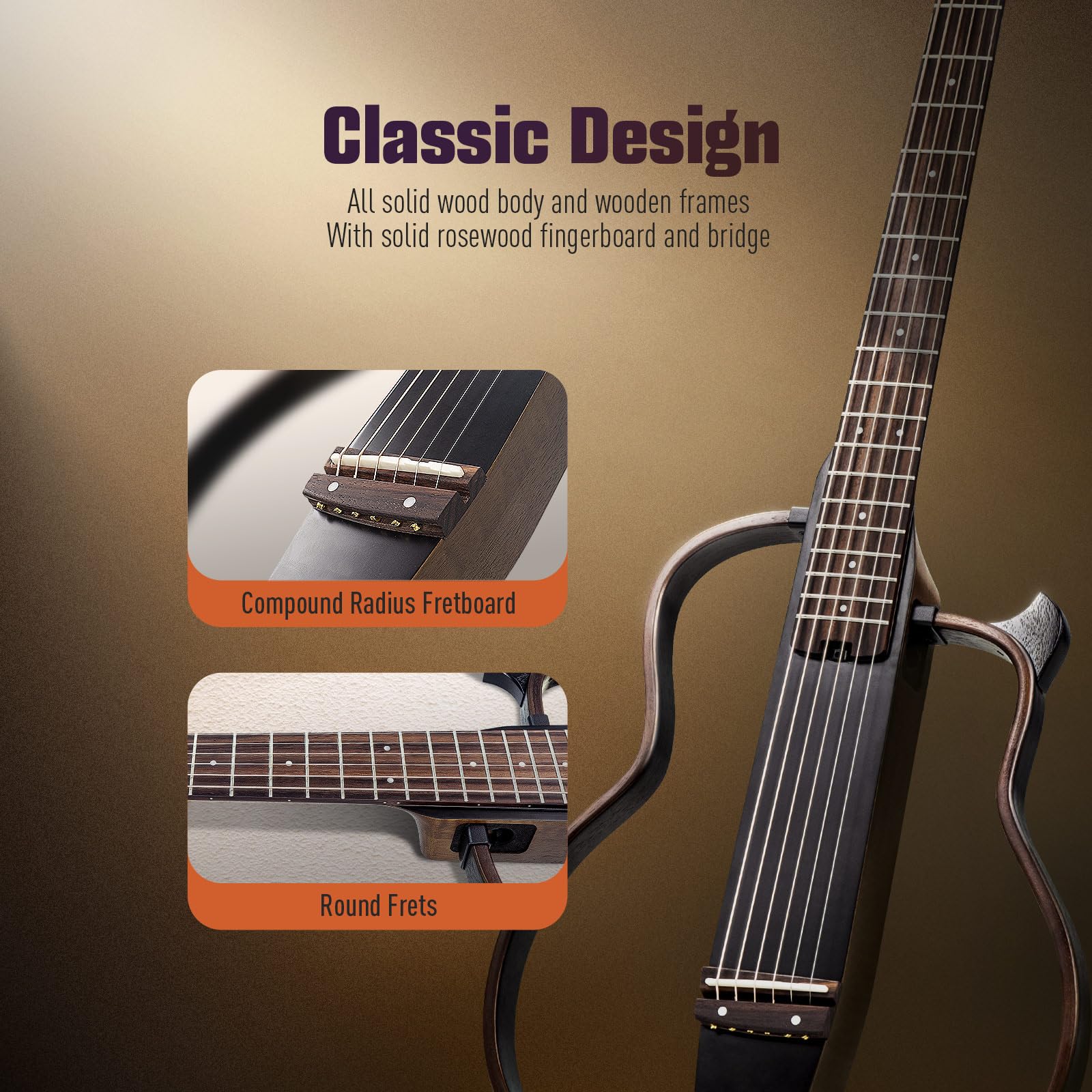 Sonicake Travel Guitar - Portable Acoustic-Electric Guitar Kit with Solid Mahogany Body, Easy Assembly Frames, Multi Body-Shape Simulator & Rechargeable Preamp | Includes Gig Bag & Accessories | Perfect for Travel, Camping & Street Performances