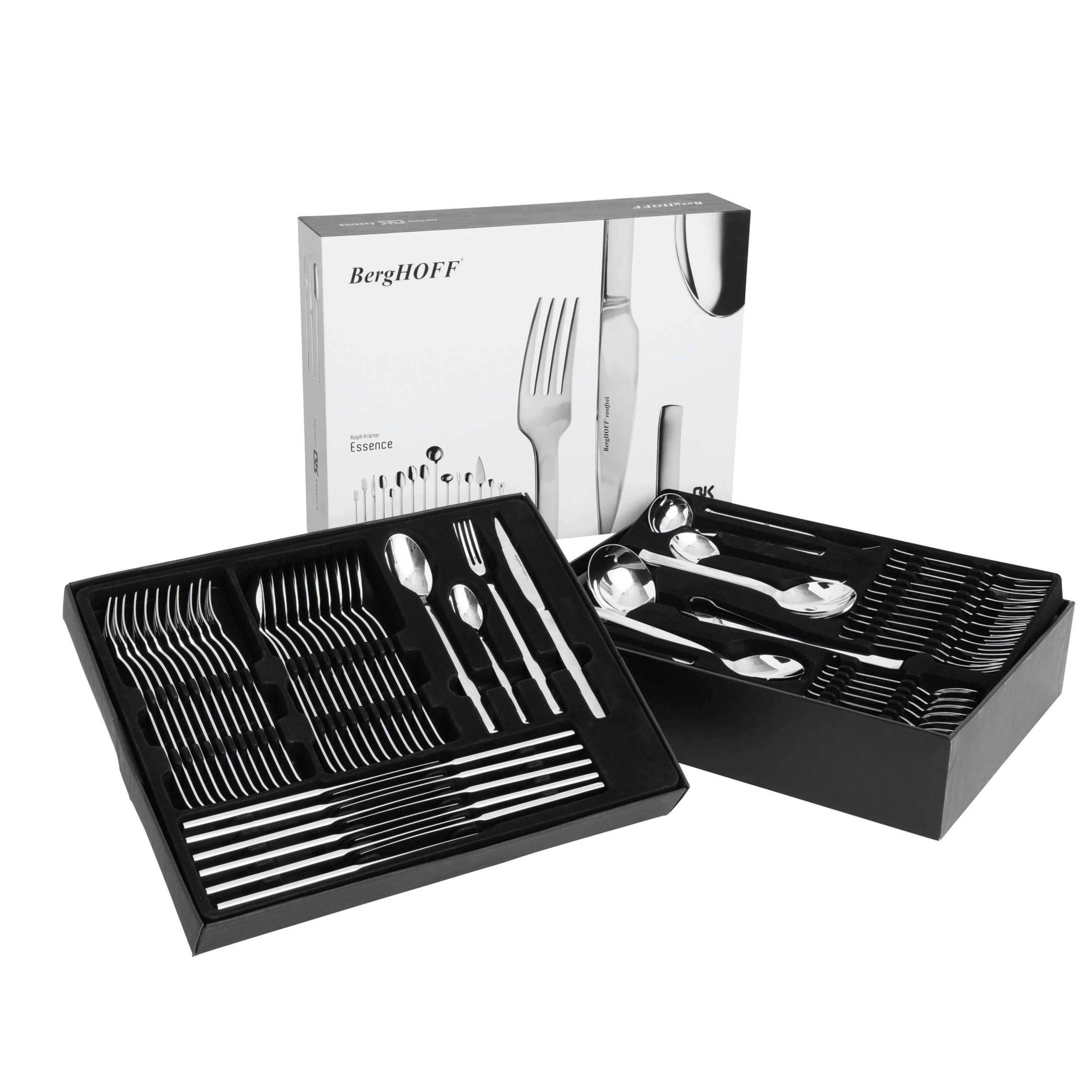 BergHOFF Essentials 72-Piece 18/10 Stainless Steel Flatware Set - Elegant Cutlery for 12 Place Settings - Perfect for Dinner Parties, Weddings & Everyday Dining