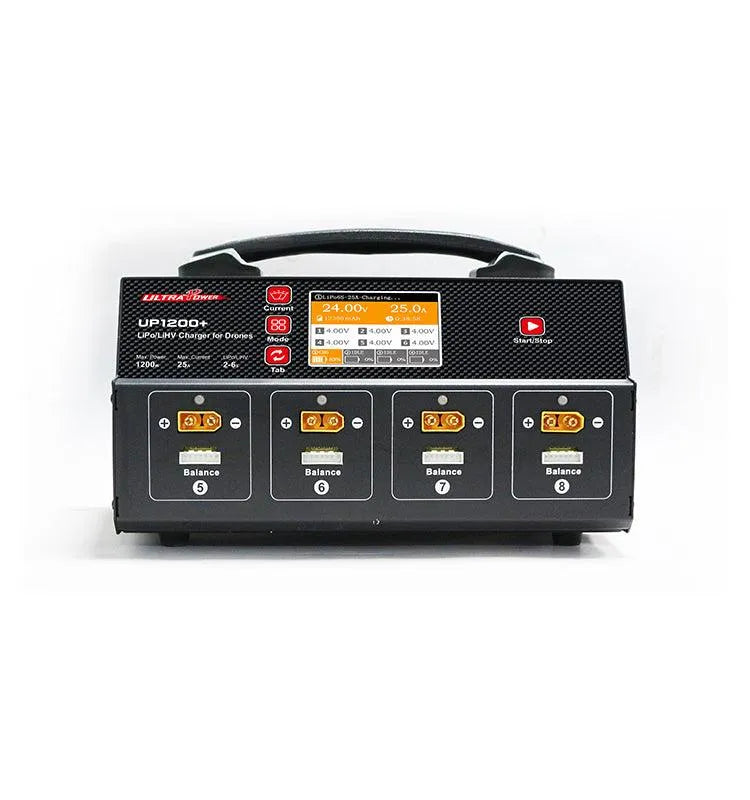 Ultra Power UP1200+ 1200W 25A 8 Channel 2-6S Lipo/LiHV Fast Battery Balance Charger with LCD Display - Perfect for RC Cars, Drones, and Airplanes Charging