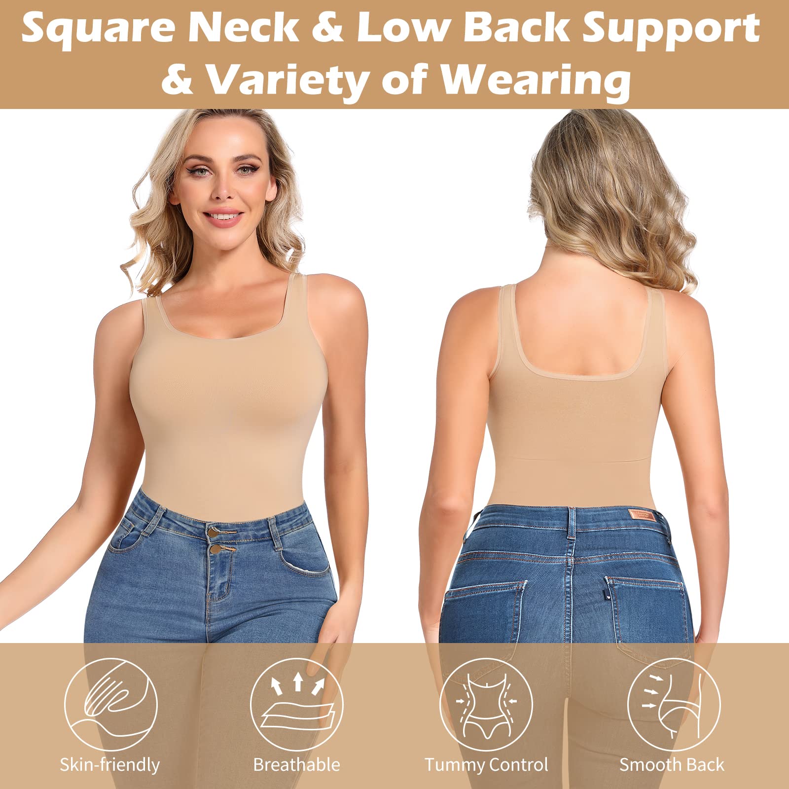 JOYSHAPER Women's Tummy Control Shapewear Tank Top - Seamless Slimming Camisole with Compression for Body Shaping | Perfect for Everyday Wear, Workout & Special Occasions
