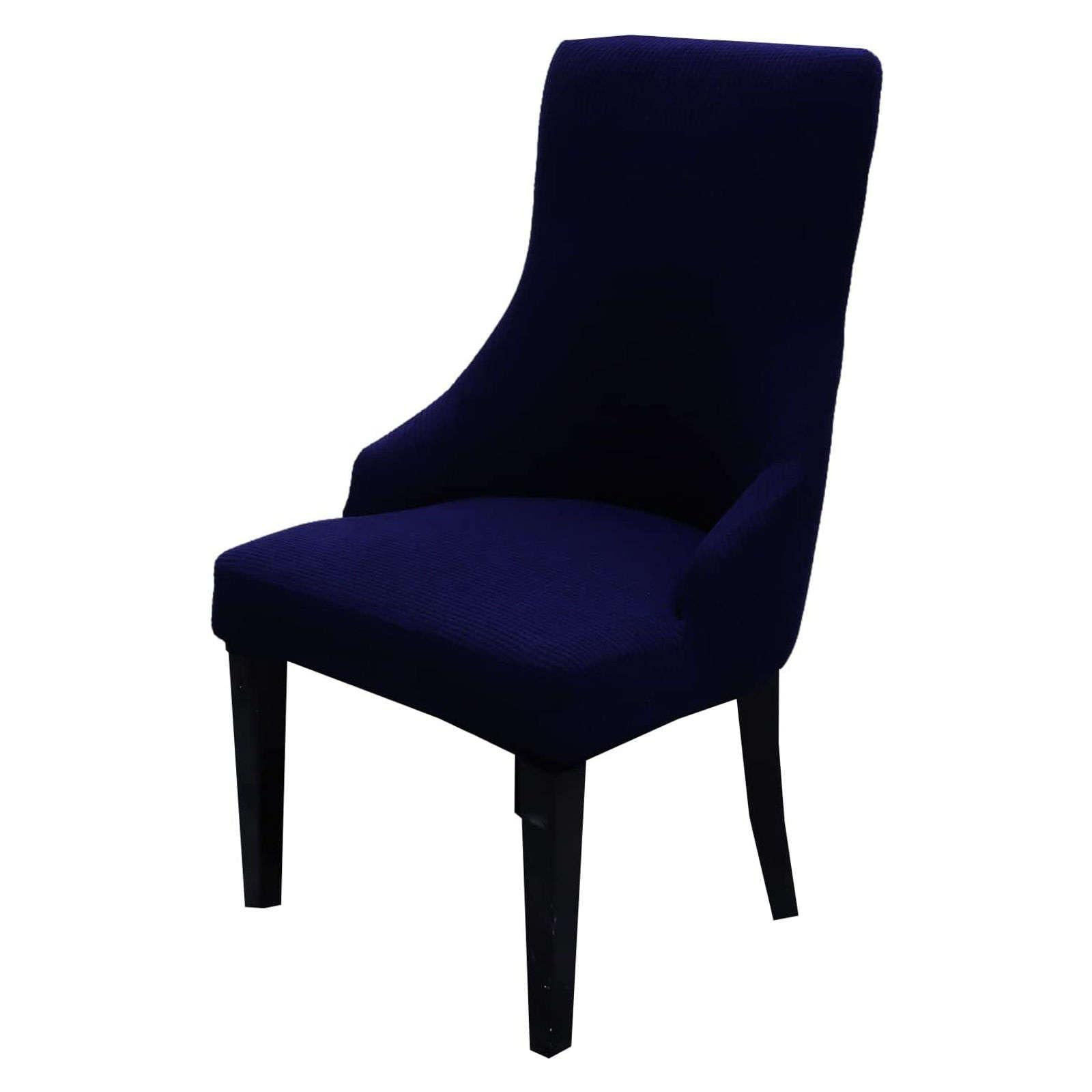 Stretch Wingback Chair Cover - Plaid Protector for Dining & Bedroom - Navy (Set of 4) - Perfect for Kids & Home Decor