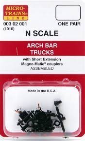 N Scale Archbar Truck with Short Extension 00302001 - Perfect for Model Train Layouts and Railroad Scenery Building