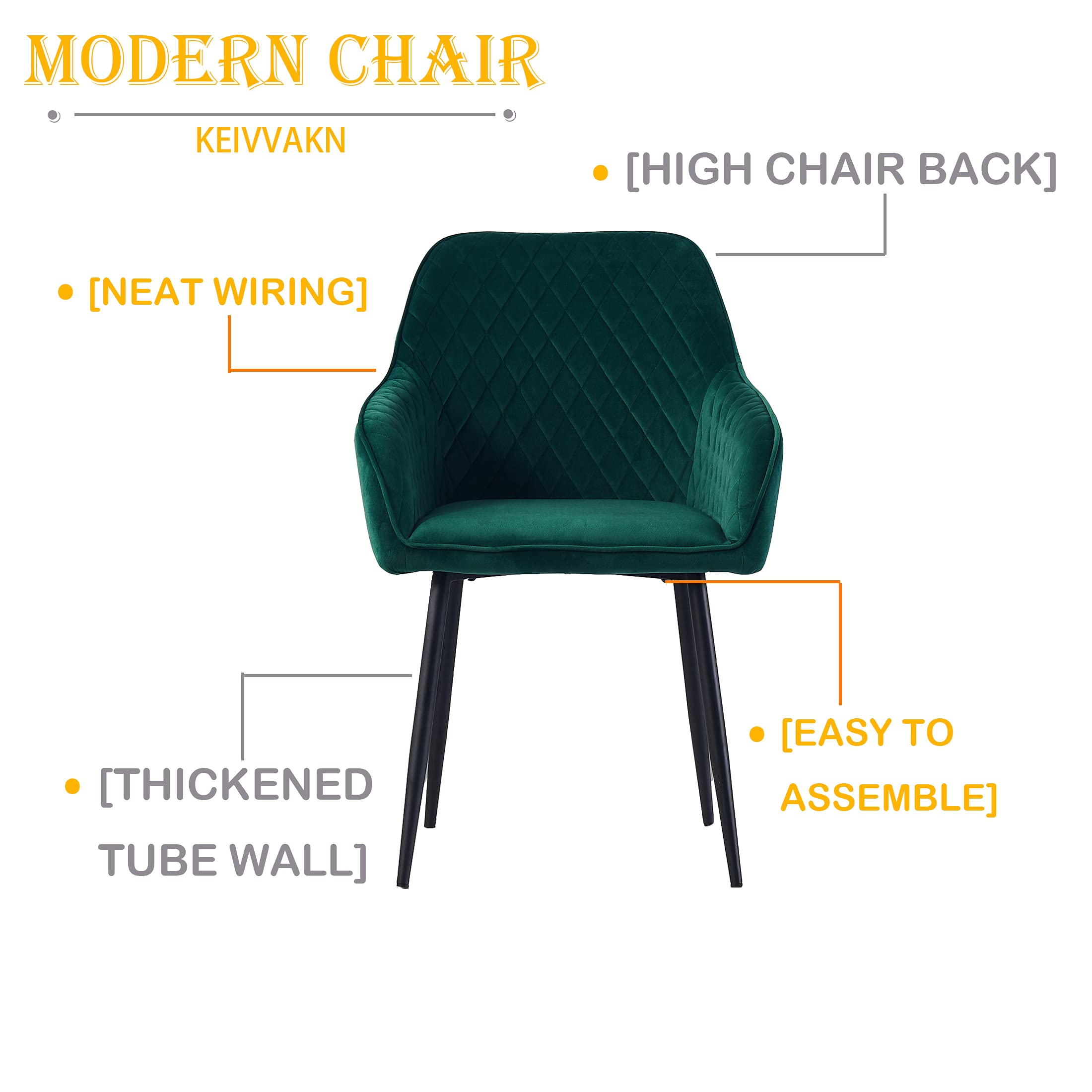 Luxury Velvet Dining Chairs Set of 4 - Emerald Green Upholstered Armchairs for Dining Room, Modern Tufted Accent Chairs with Solid Wood Legs - Perfect for Formal Dining, Kitchen Breakfast Nook, and Elegant Home Decor