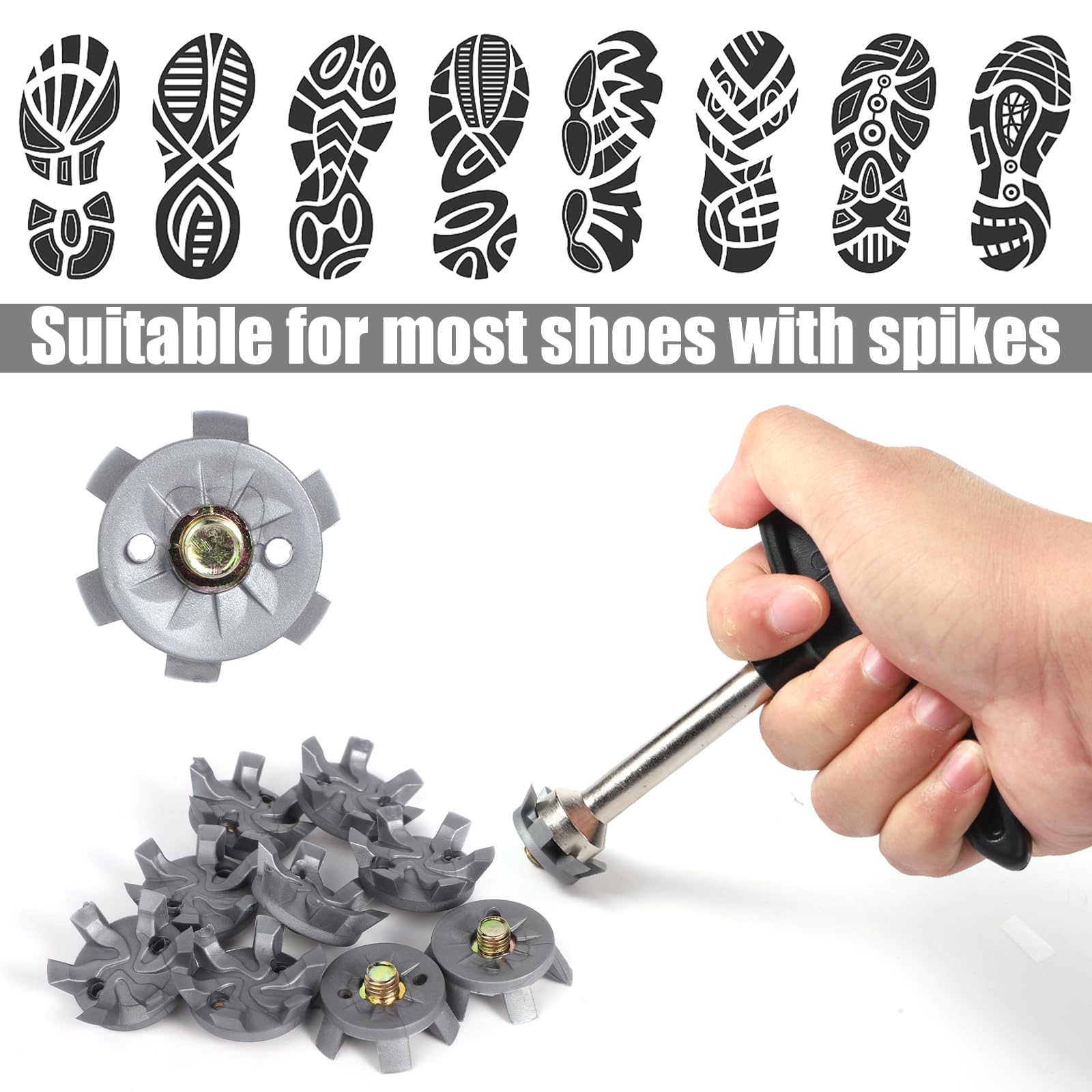 30pcs Golf Shoe Spikes with Wrench - Durable Replacement Cleats for Golf Shoes | Perfect for Golf Enthusiasts & Players | Ideal for Course Play & Practice Sessions