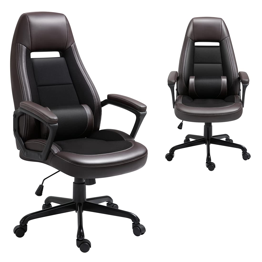 DIFEISI High Back Executive Office Chair - Ergonomic Adjustable Swivel Computer Chair with PU Leather for Home & Office, Big and Tall Comfort (Brown) - Perfect for Long Work Hours, Gaming & Study Sessions