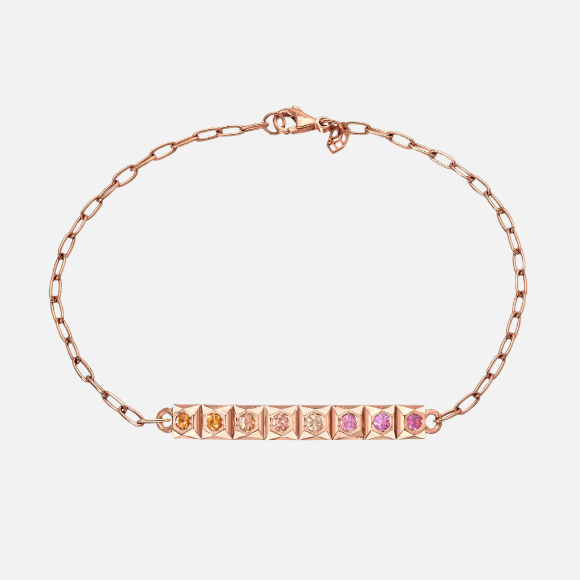Sunset Sapphire Ziggurat ID Bracelet - Elegant Stainless Steel Adjustable Name Tag Bracelet for Women - Perfect for Nursing, Medical Professionals & Everyday Wear