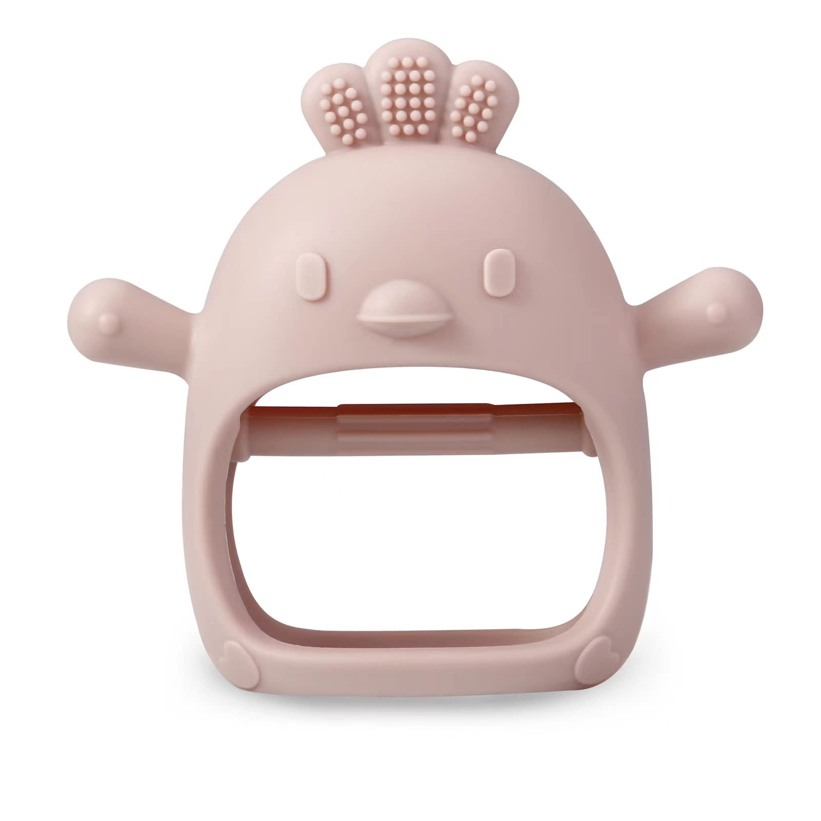 PandaEar 2 Pack Silicone Baby Teething Toys - Soft Chewable Mitten Teethers for Infants & Toddlers | Hand Pacifier for Teething Pain Relief & Self-Soothing | BPA-Free Teething Mittens (White/Pink) - Perfect for Home, Travel & Daycare Use