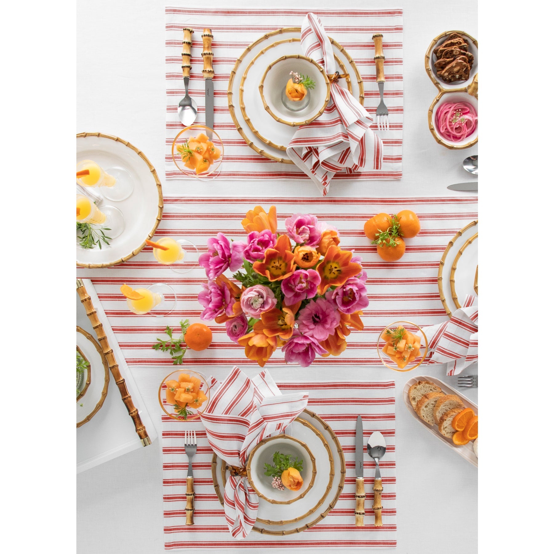 Stylish Capri Ticking Stripe Placemats Set - Waterproof & Washable Table Mats for Dining Room Decor - Perfect for Everyday Meals, Dinner Parties & Home Entertaining