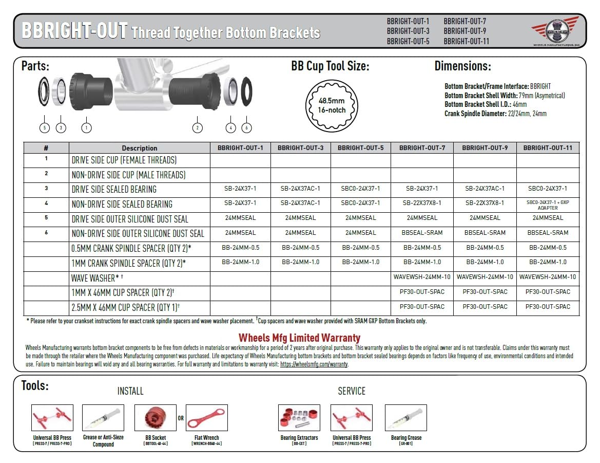 Wheels Manufacturing BBright to Shimano Bottom Bracket Adapter - Angular Contact Bearings for Smooth Cycling Performance | Compatible with Road & Mountain Bikes