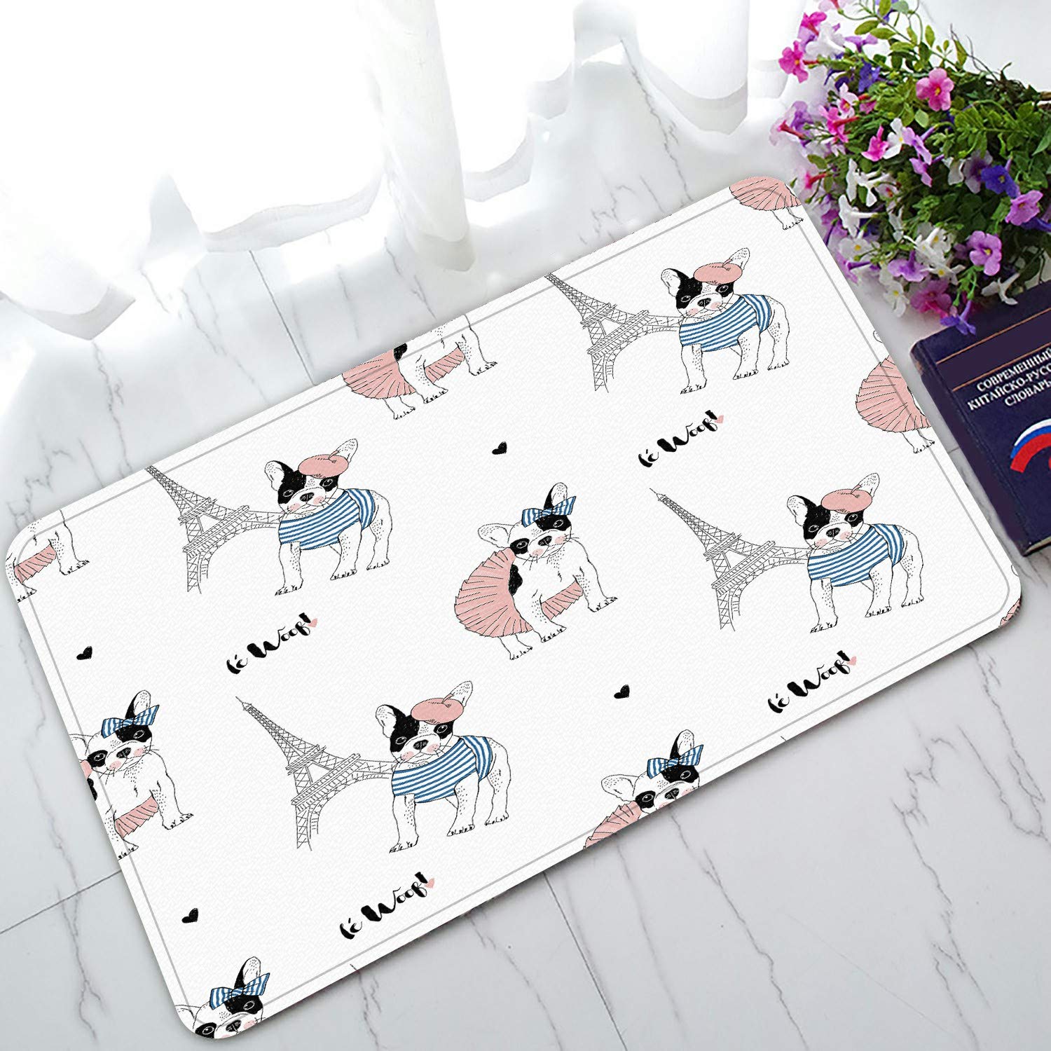 French Bulldog Welcome Doormat - Non-Slip Bath & Entrance Rug - 30x18 Inch Indoor/Outdoor Floor Mat for Home Decor, Pet Lovers - Perfect for Front Door, Bathroom, Kitchen & Patio