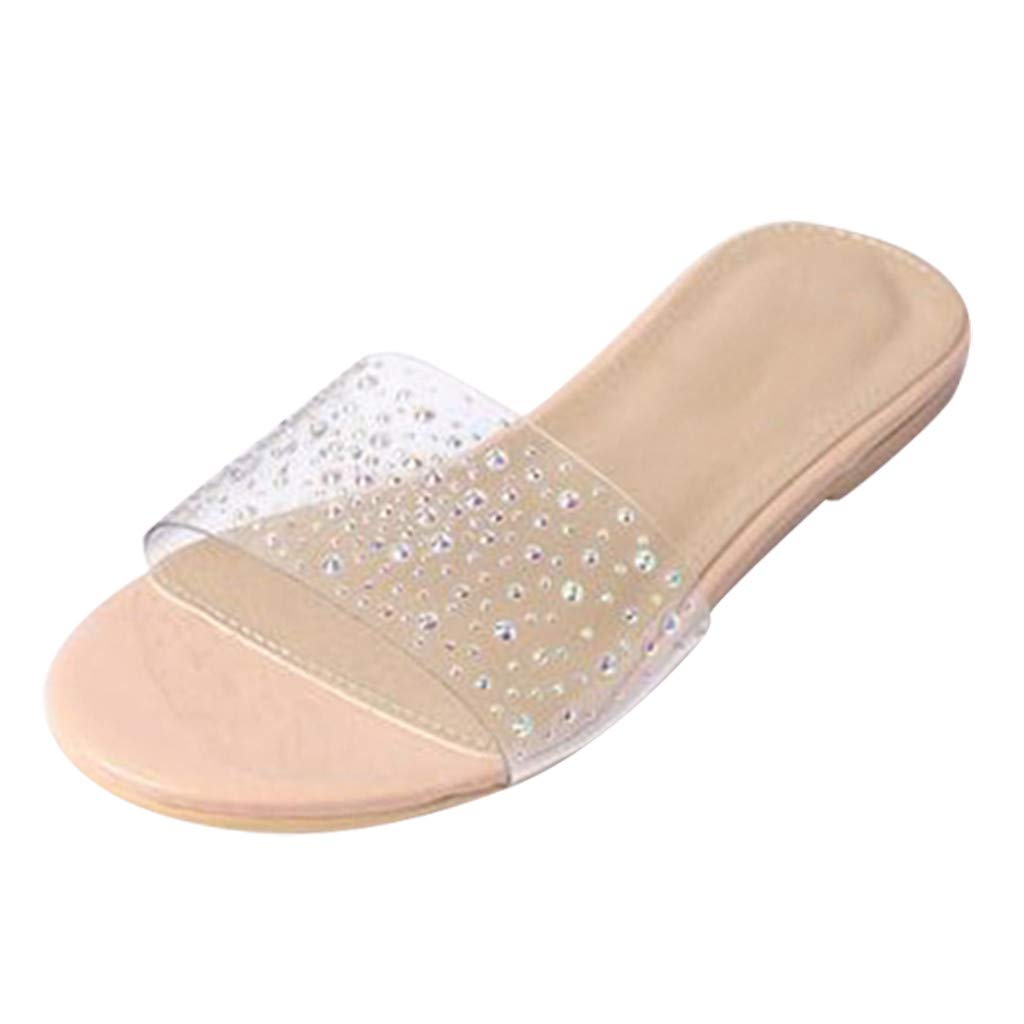 Stylish Rhinestone Summer Sandals for Women - Comfortable Beach Slides & Casual Flats with Belts | Perfect for Vacations, Poolside Lounging & Everyday Wear