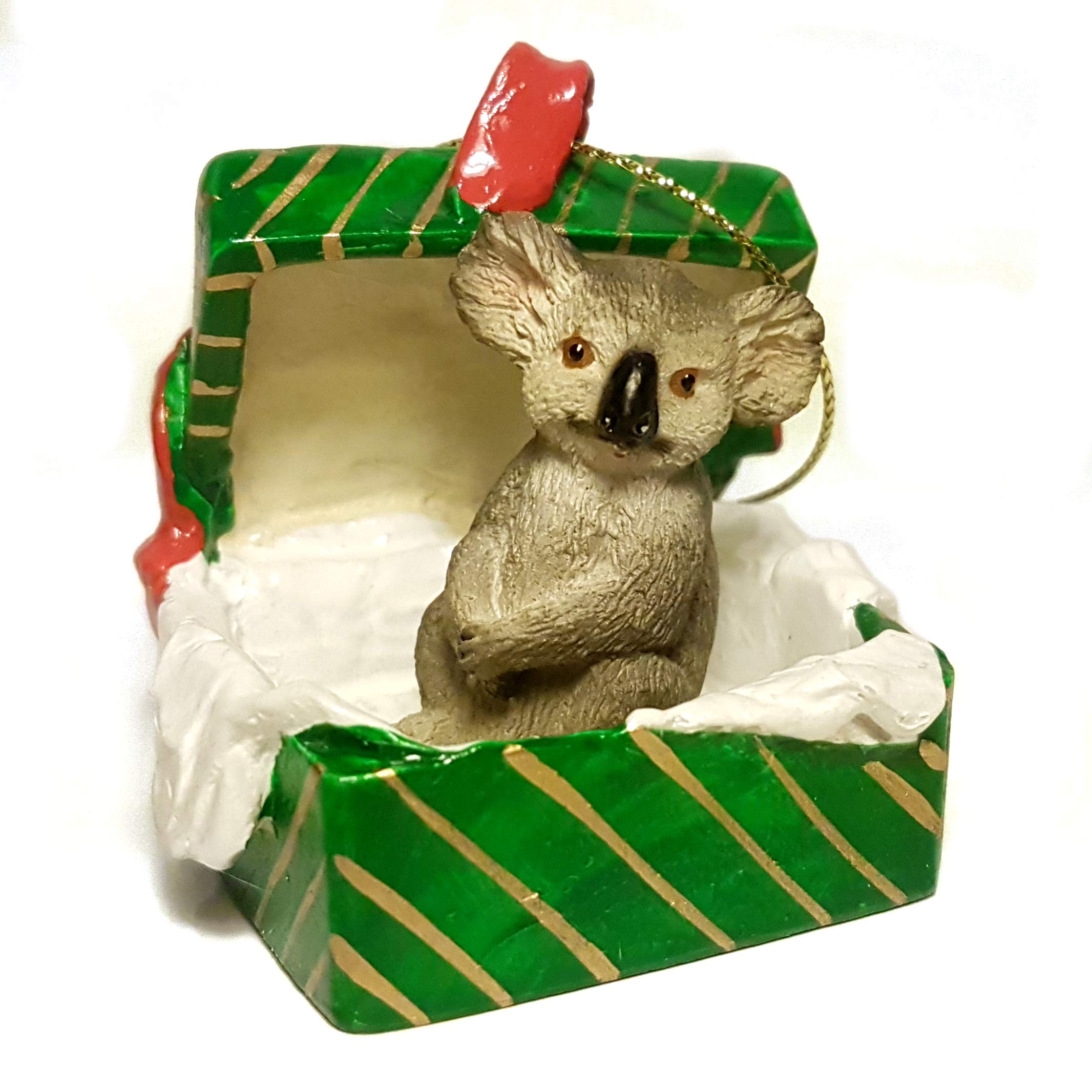 Koala Gift Box Christmas Ornament - Adorable Gold Holiday Decoration for Tree, Home & Office | Perfect Christmas Gift & Party Decor