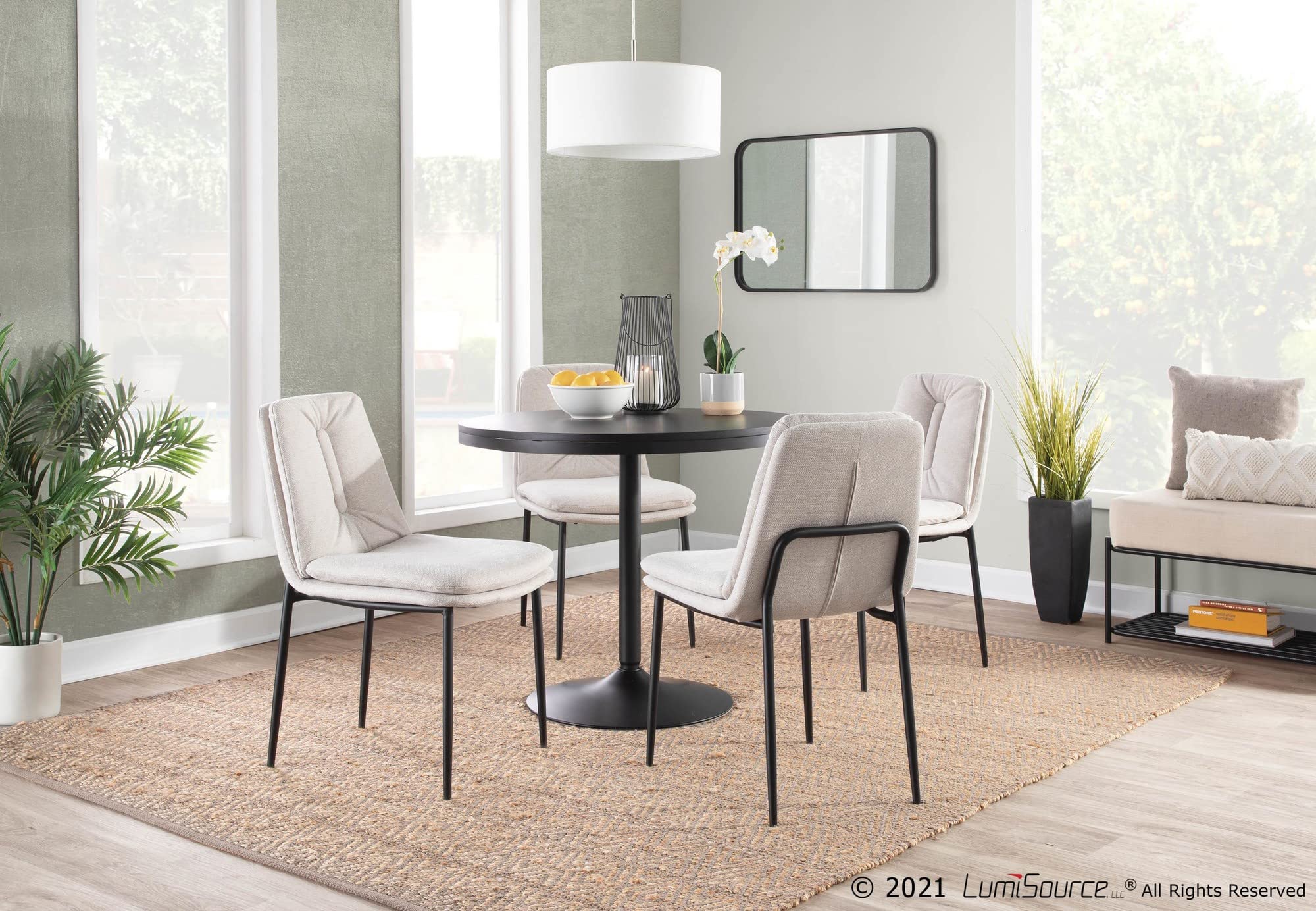 LumiSource Smith Modern Upholstered Dining Chairs Set of 2 - Contemporary Kitchen & Dining Room Chairs for Home, Restaurant, or Cafe Use