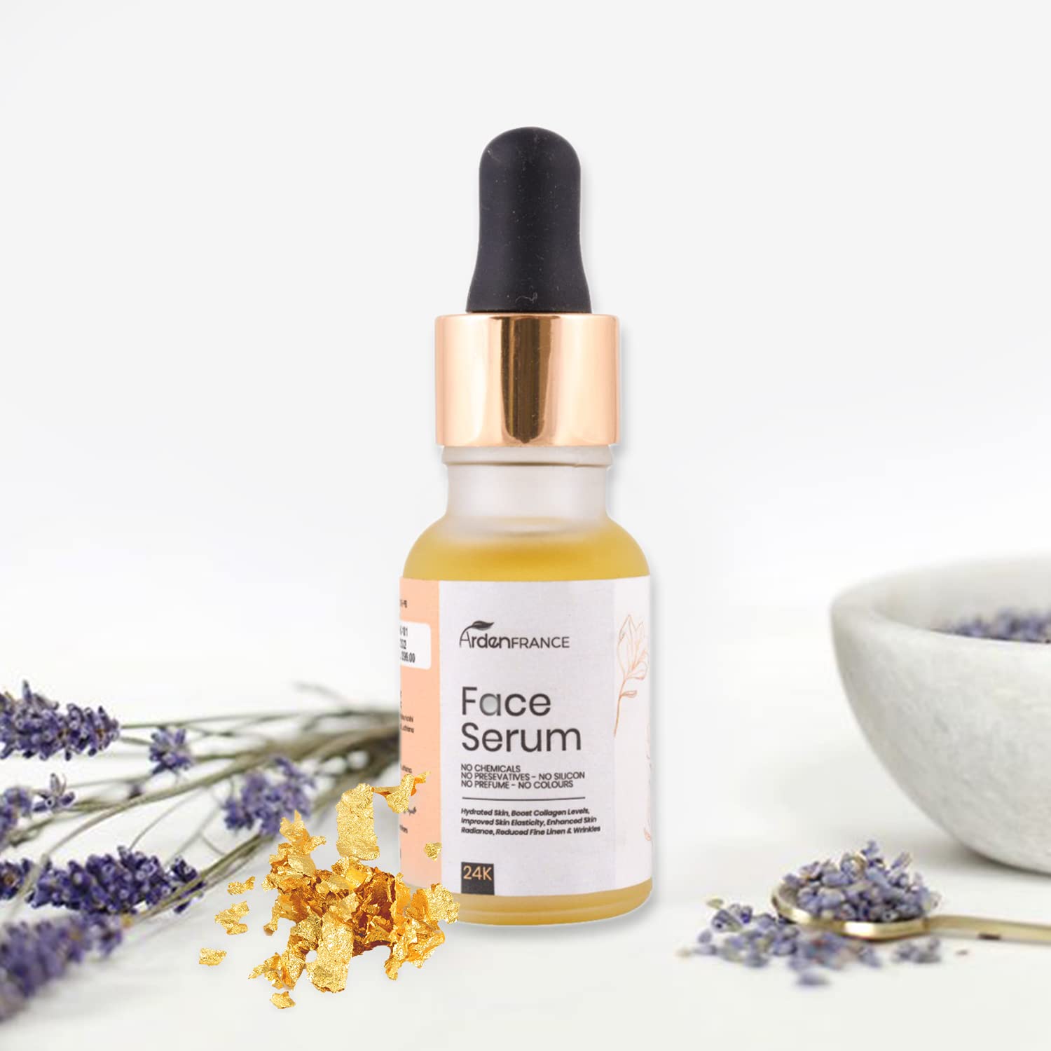 ArdenFRANCE 24K Gold Anti-Aging Face Serum - Hydrates Skin, Boosts Elasticity & Radiance, Reduces Wrinkles & Fine Lines (15ml) | Perfect for Night Routine & Daily Skincare Regimen