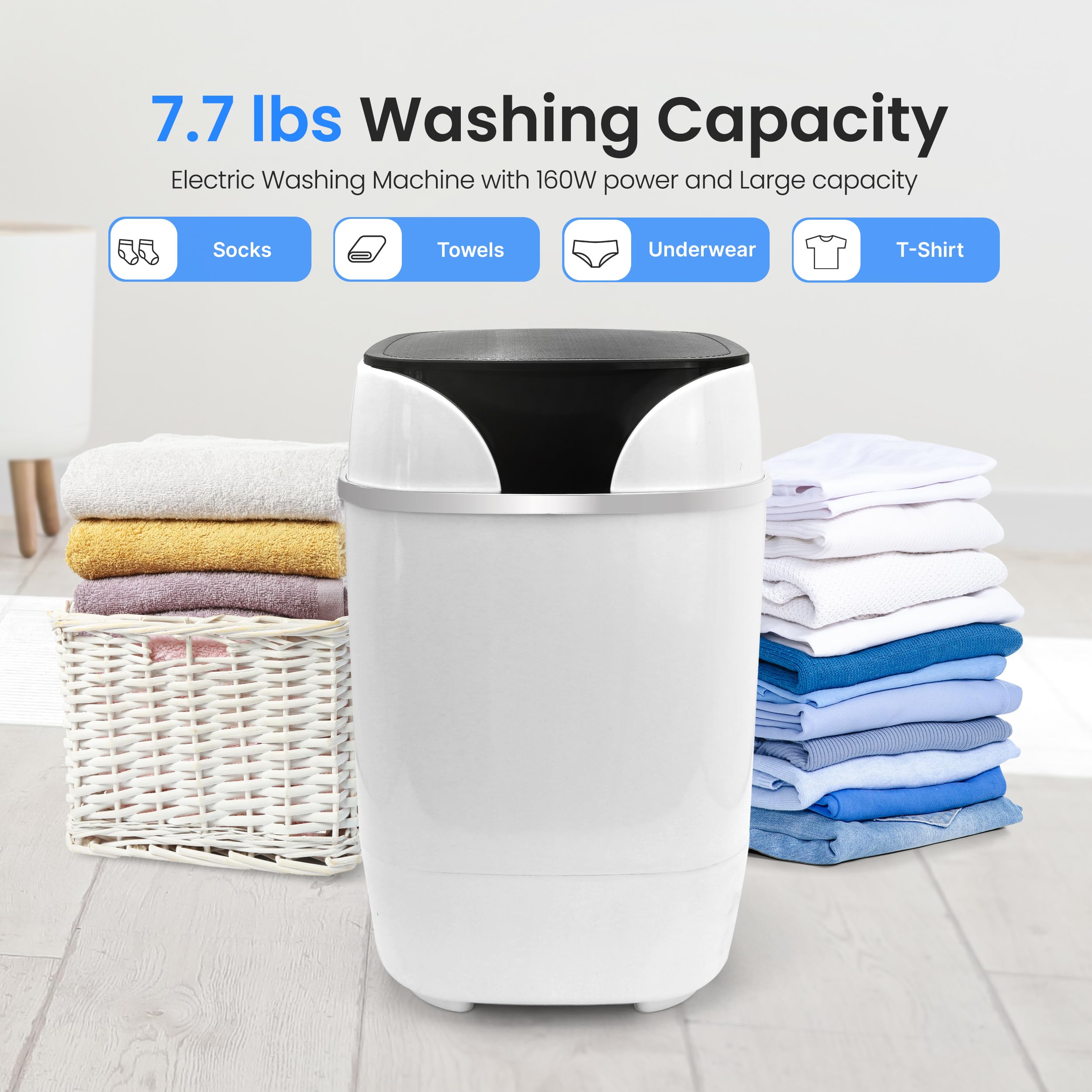 **SereneLife PUCWM200 Portable Full-Automatic Compact Washing Machine with Multiple Wash Programs - Perfect for RV, Dorm, Apartment & Small Spaces (White) - Ideal for Travel, Camping & Tiny Homes**